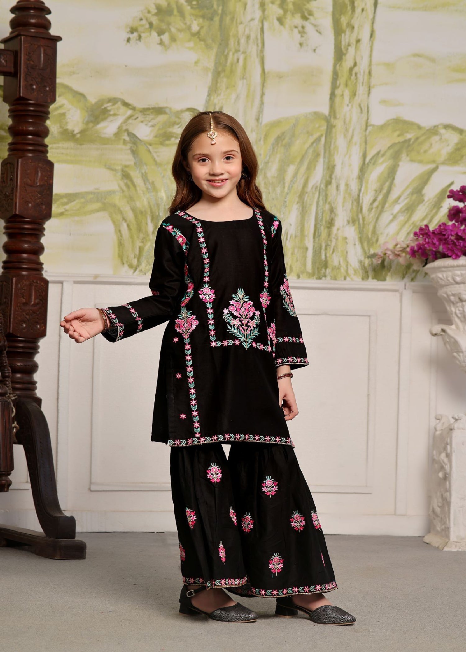 cotton Gharara in Black