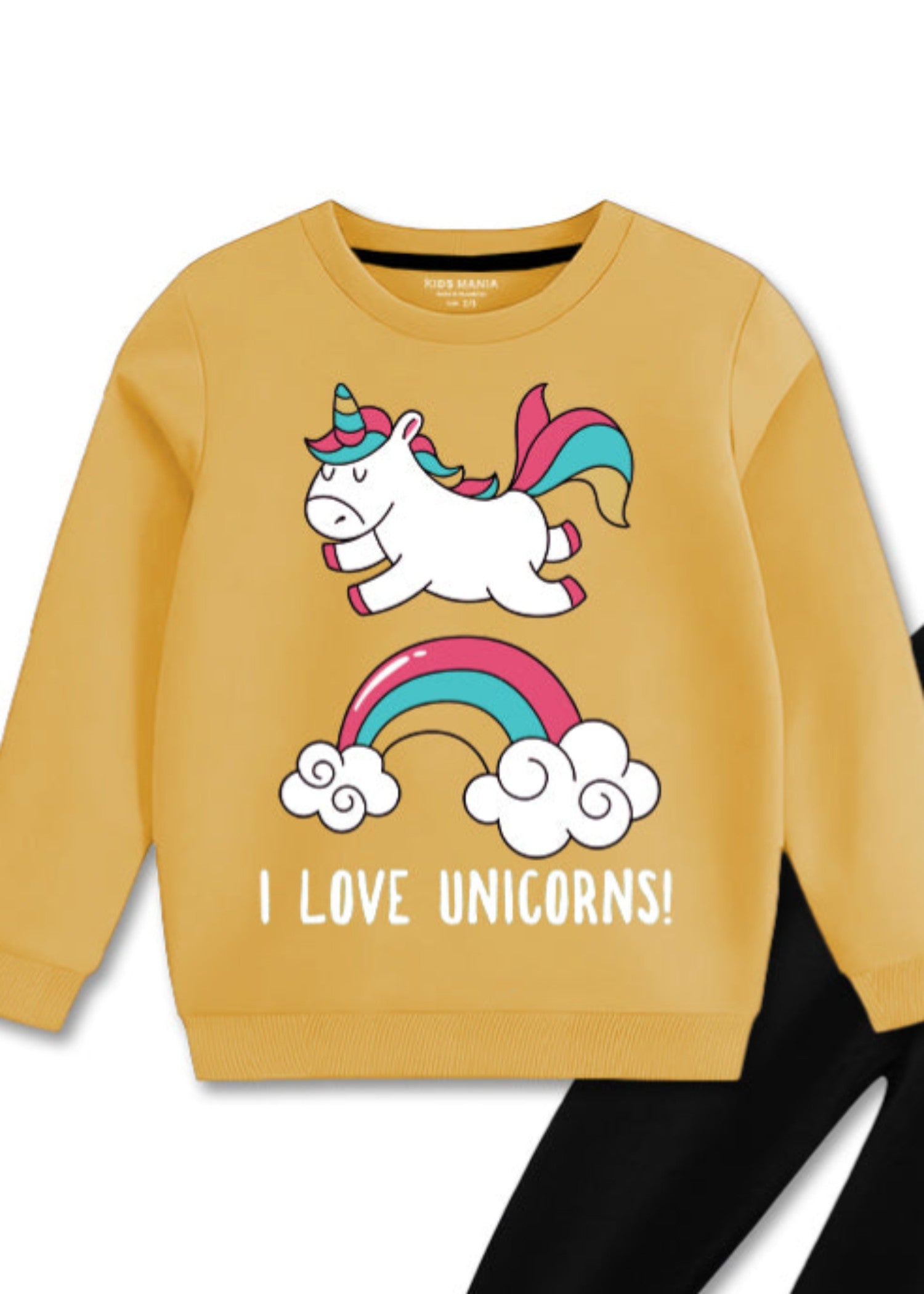 fleece Sweatshirt in Black, mustard