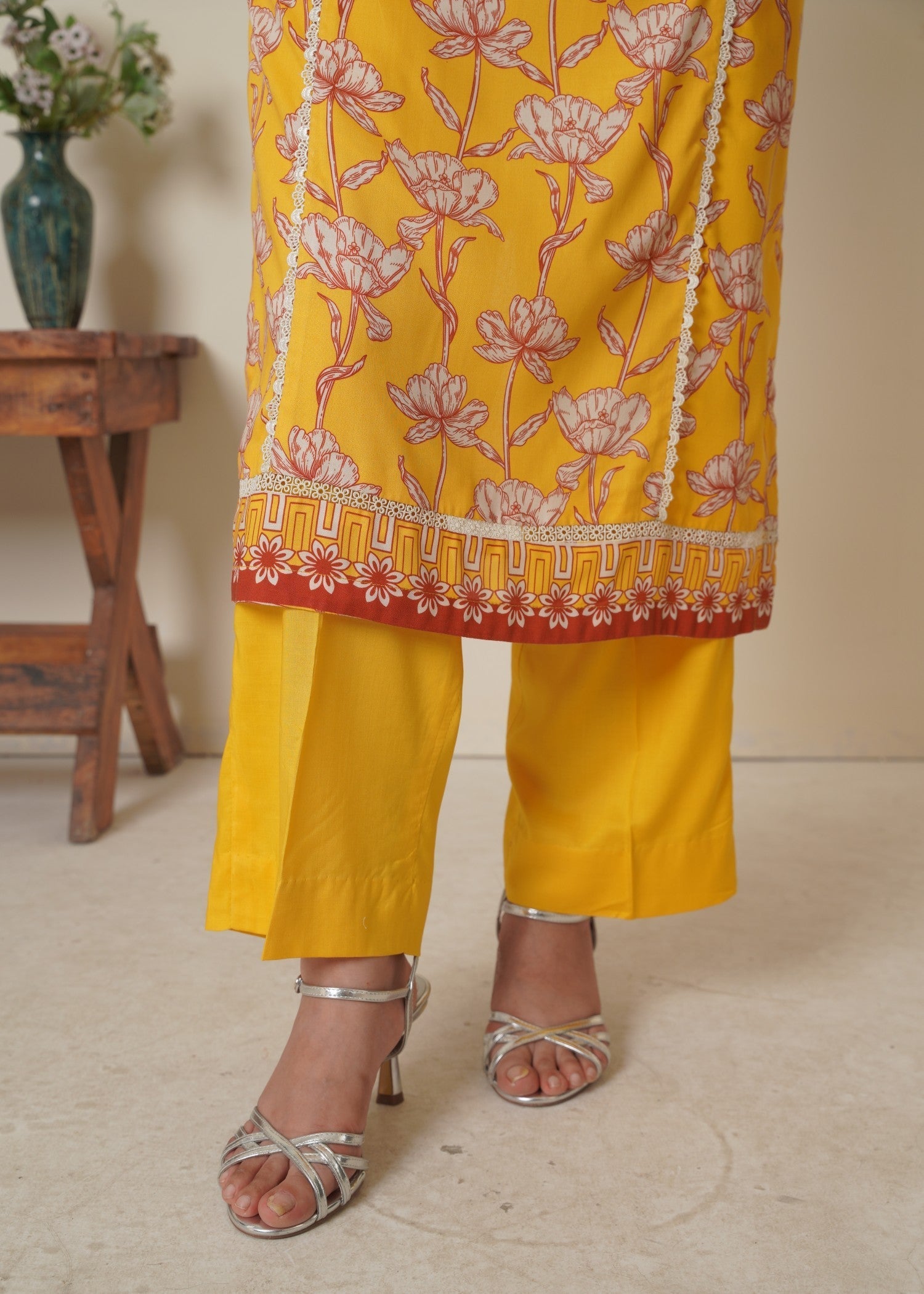linen Kurta Set in Lemon