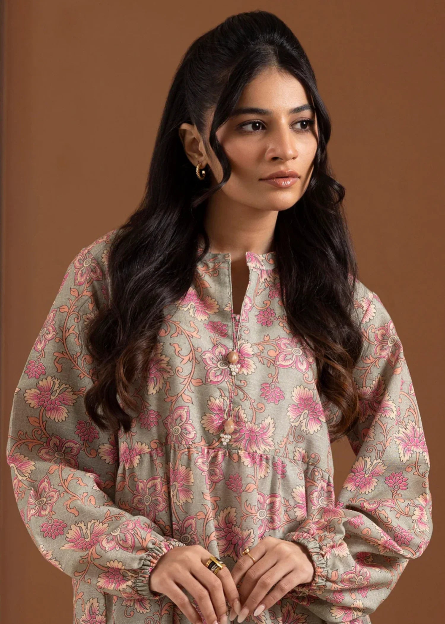 khaddar Maxi in Grey