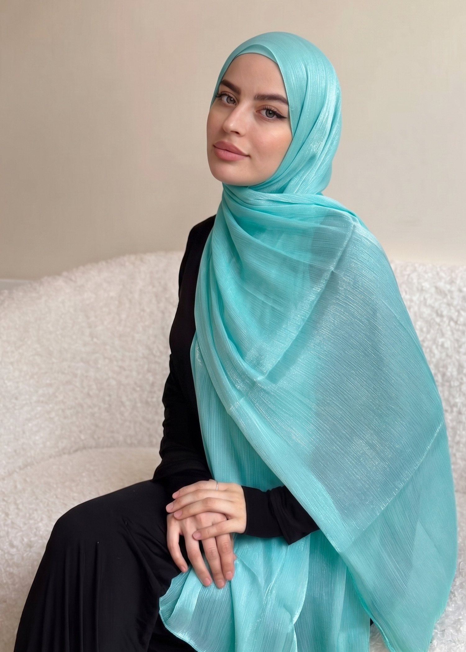 lurex organza Hijab in Turquoise