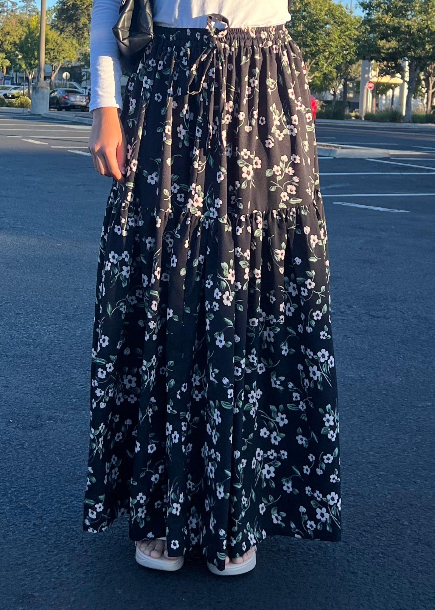twill viscose Skirt in Black