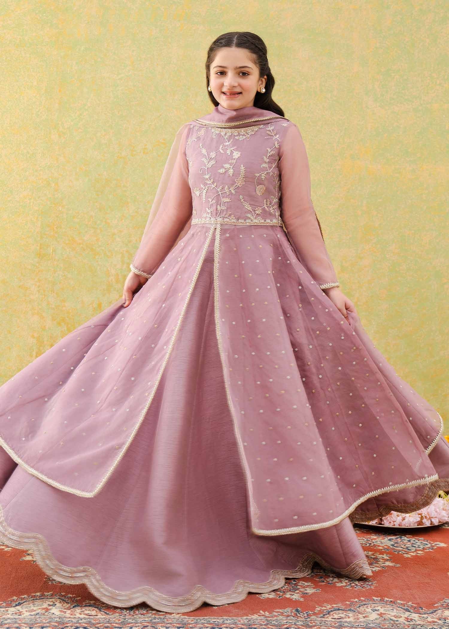 organza Lehenga in Lilac