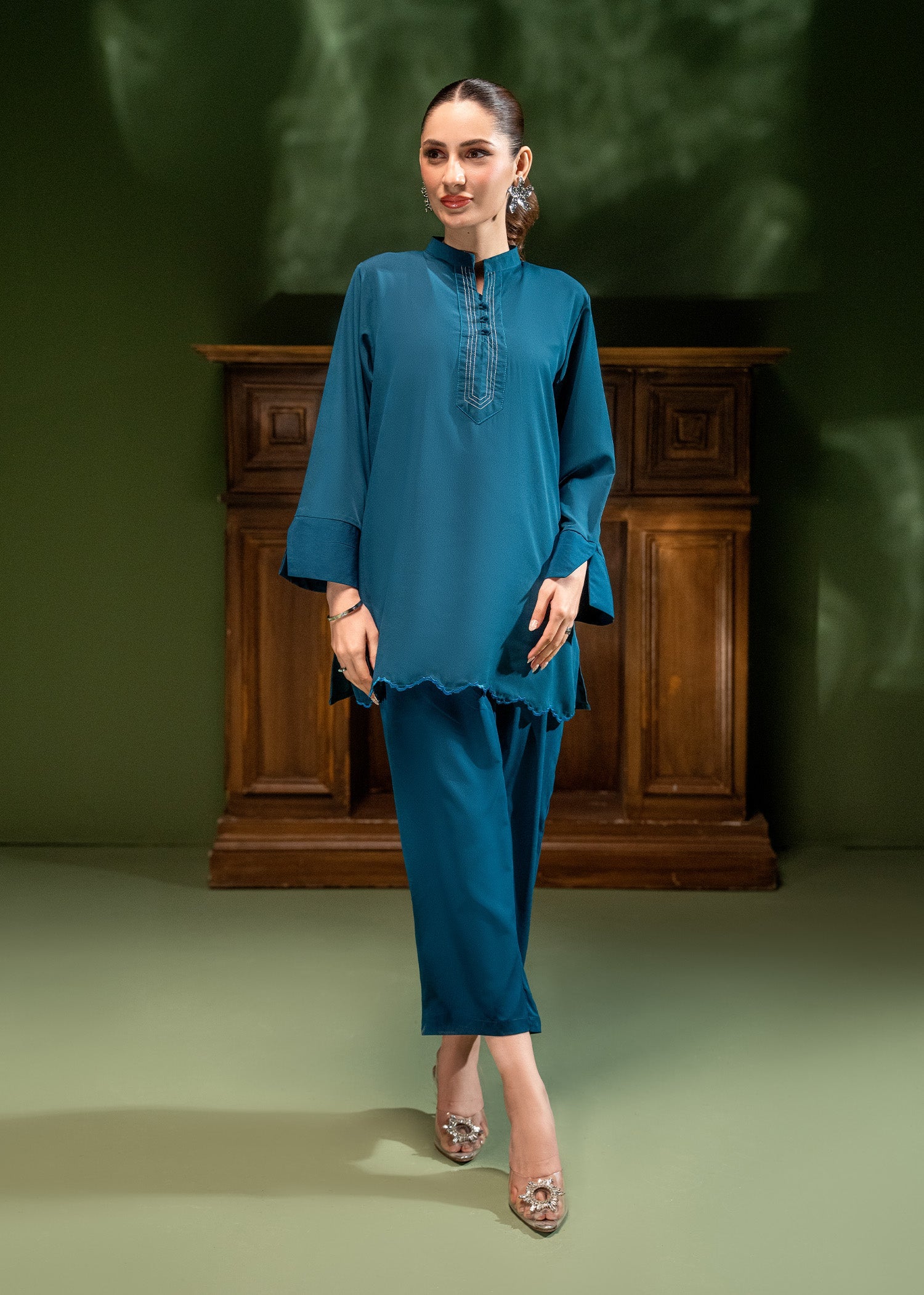 arabic lawn Co Ord Sets in Dark cyan