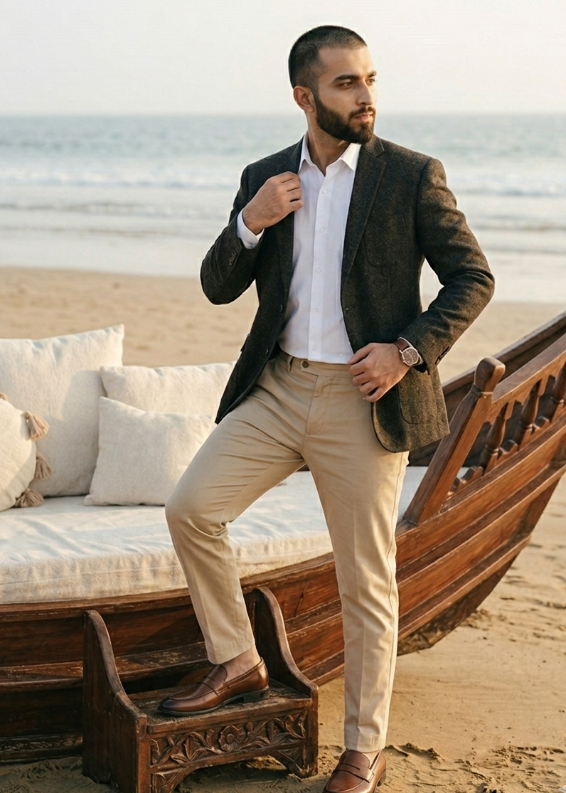 herringbone Blazer in Dark grey