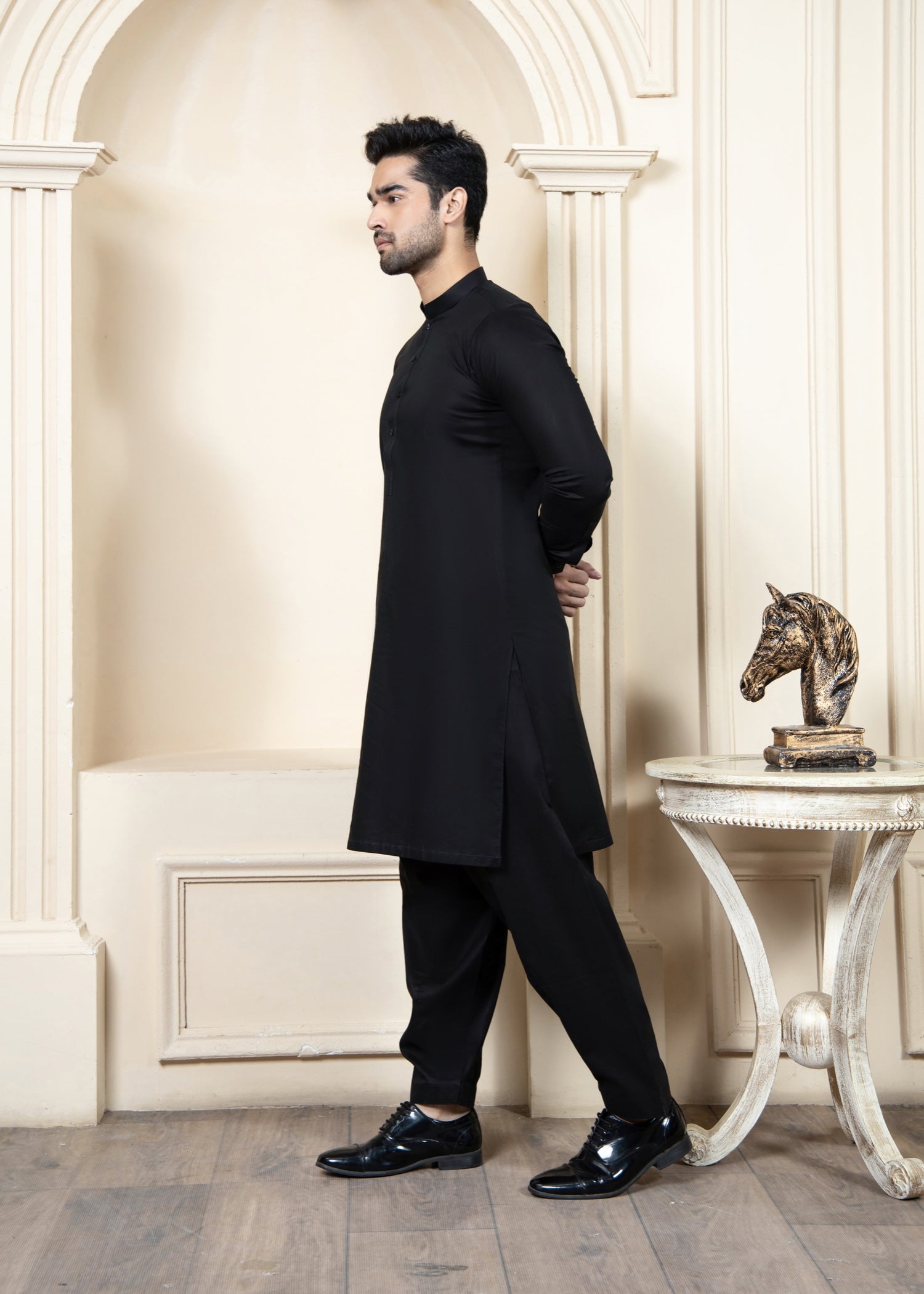 boski Shalwar Kameez in Black
