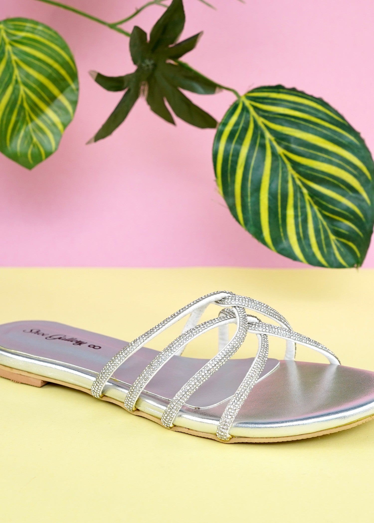 Flats in Silver by - High Quality Women Flats LKJ3925