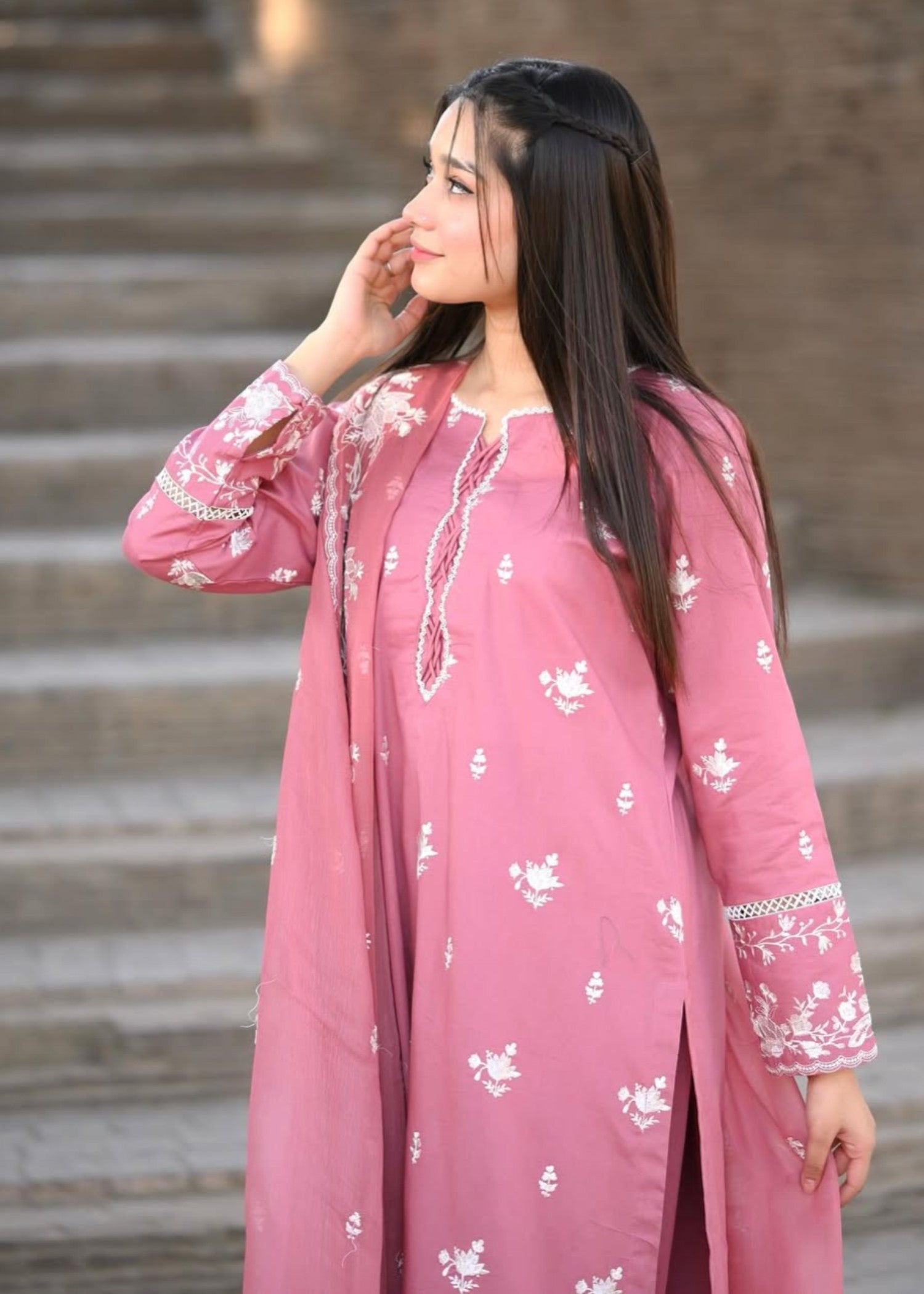 cotton Kurta Set in Blush pink