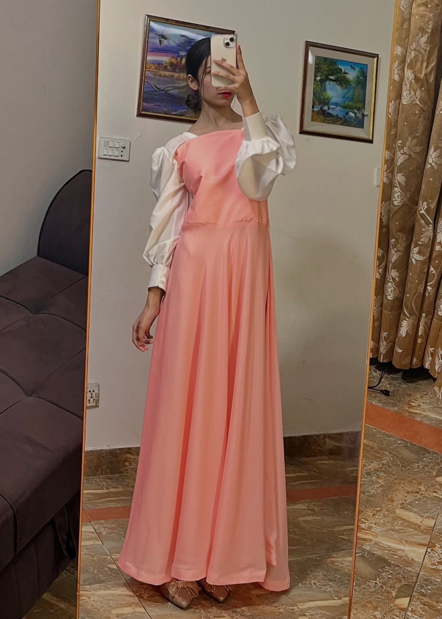 grip Frock in Peach orange