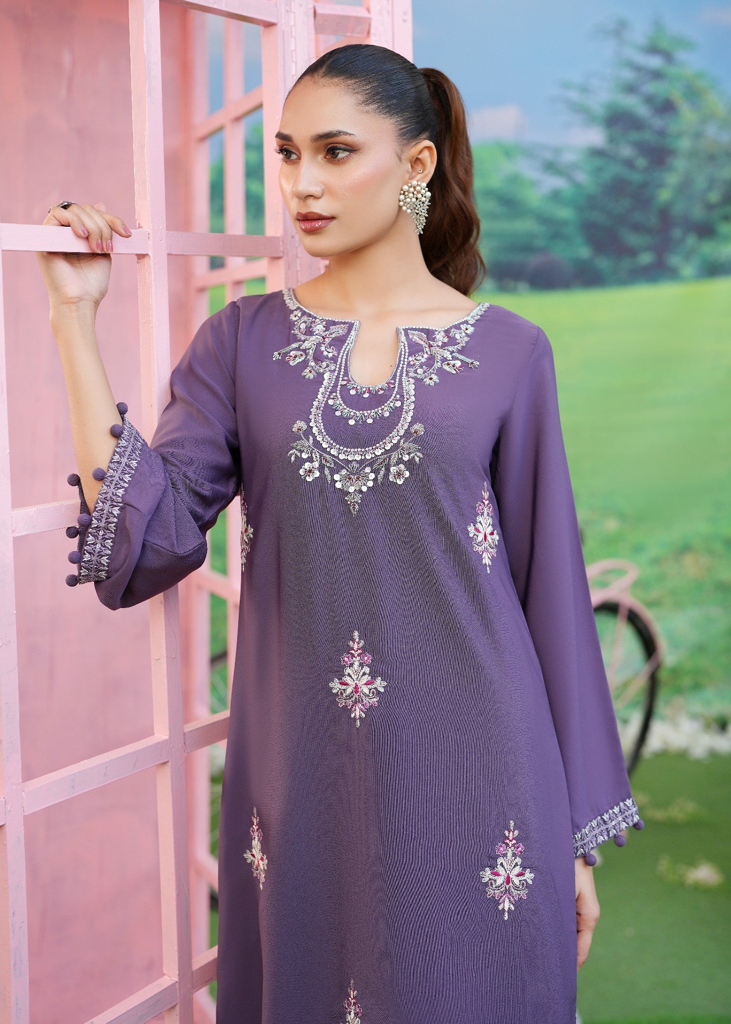 georgette Kaftan in Royal purple