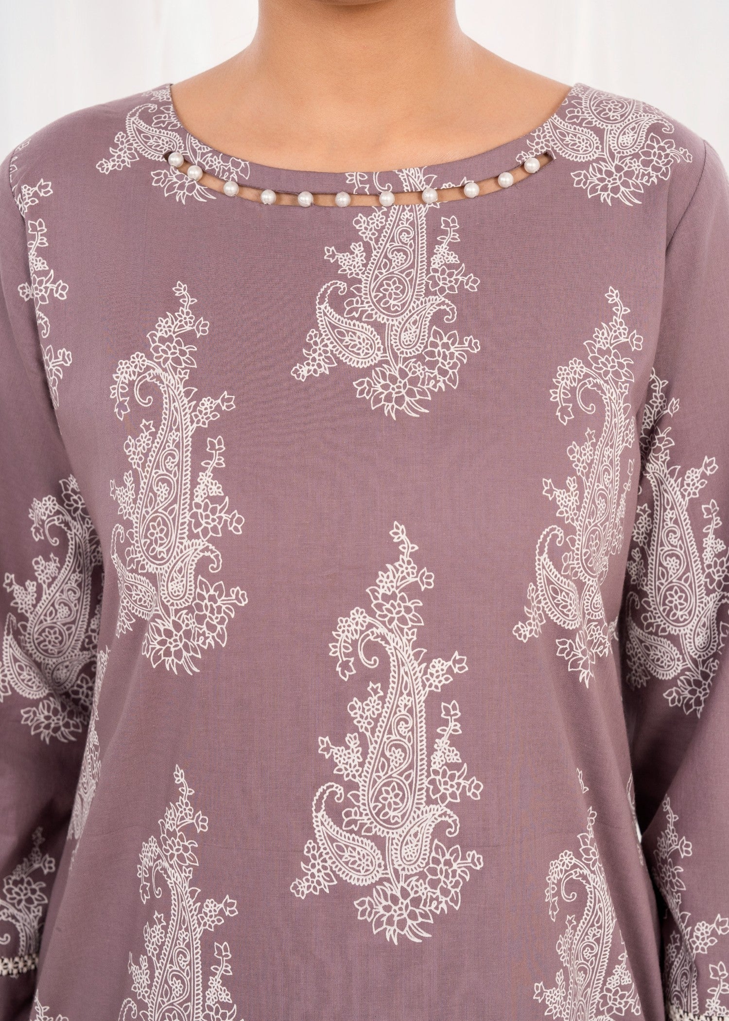lawn cotton Kurta Set in Mauve