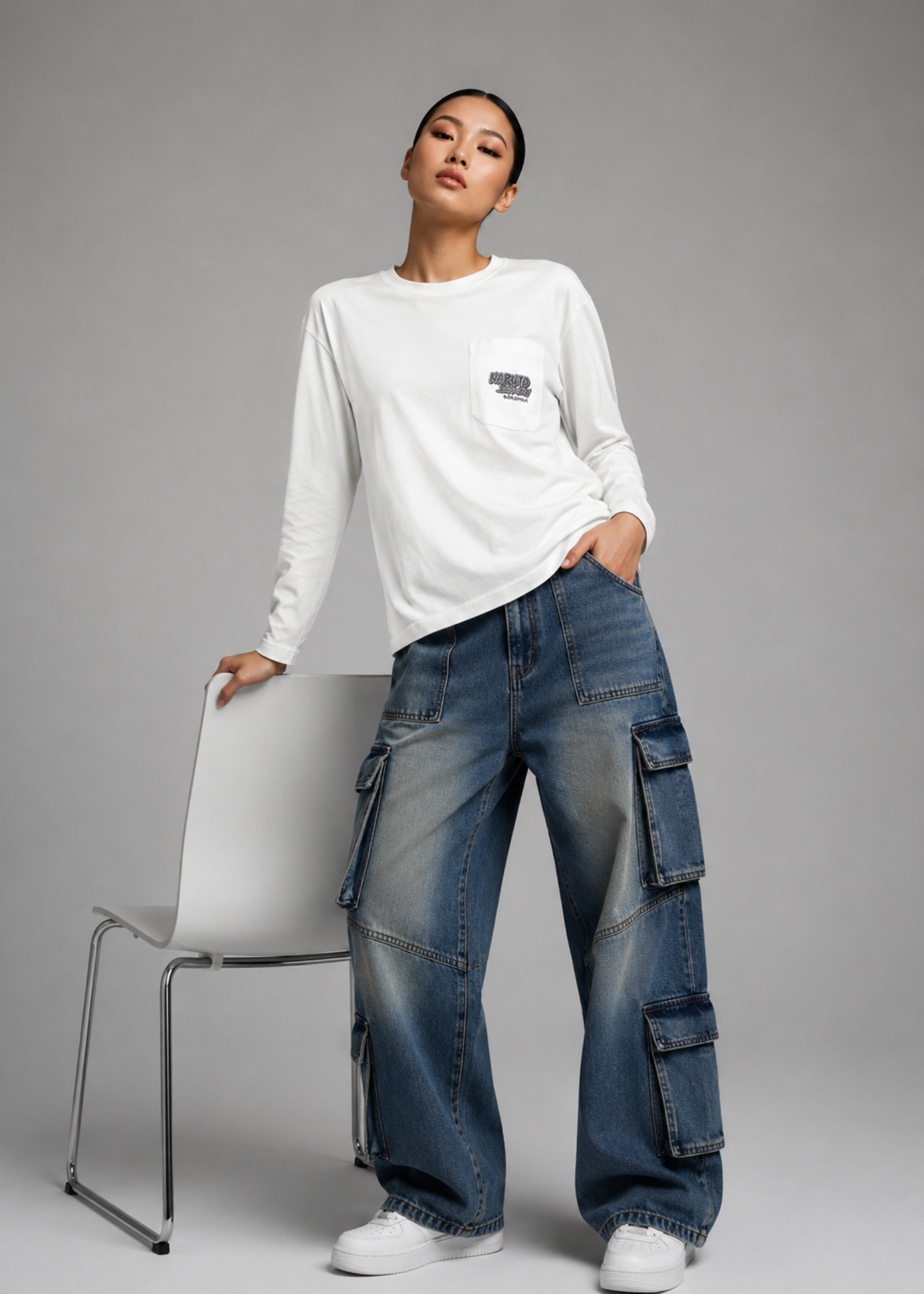 cotton jersey T Shirt in White