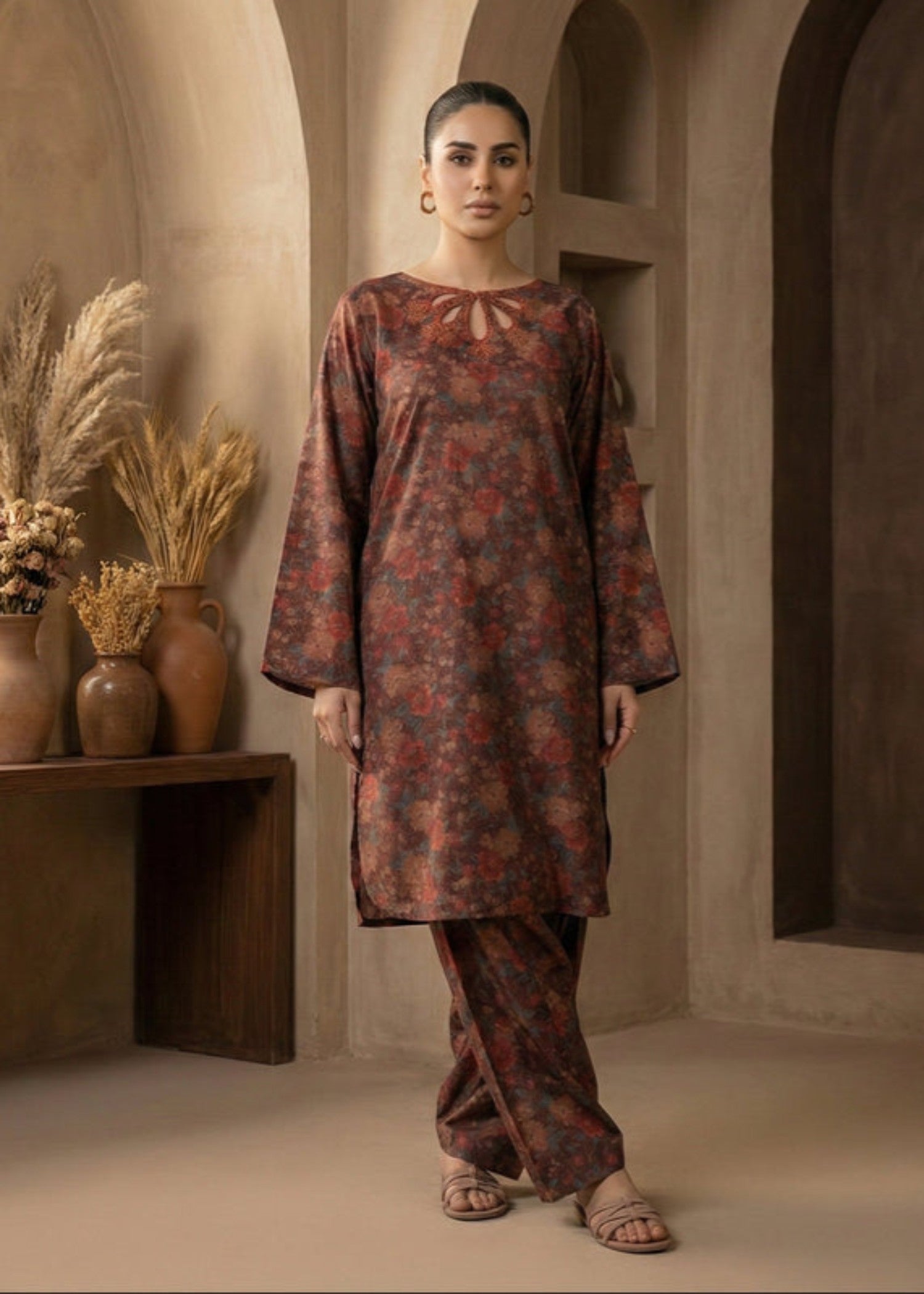 raw silk Co Ord Sets in Chocolate brown