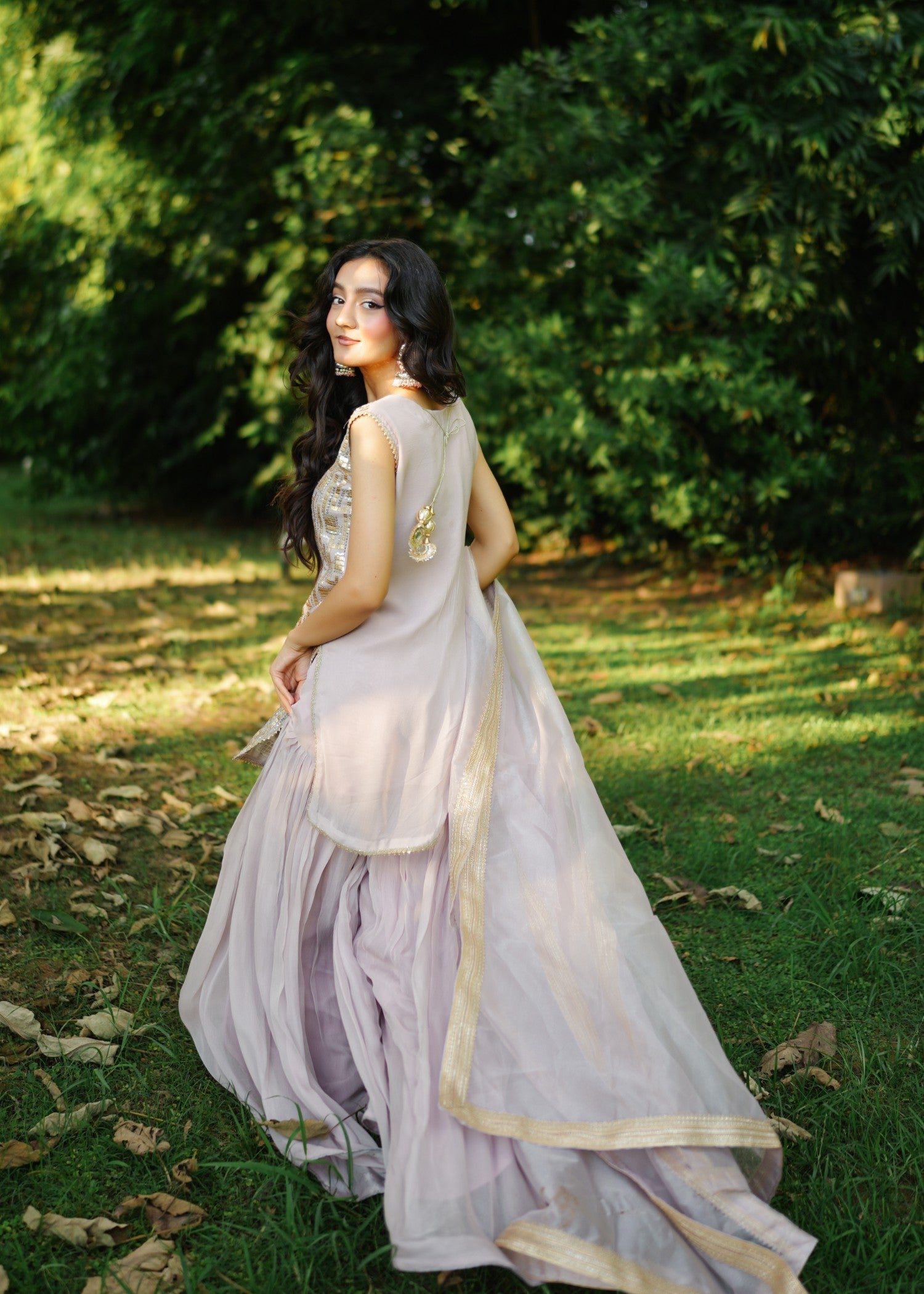 organza Sharara in Thistle