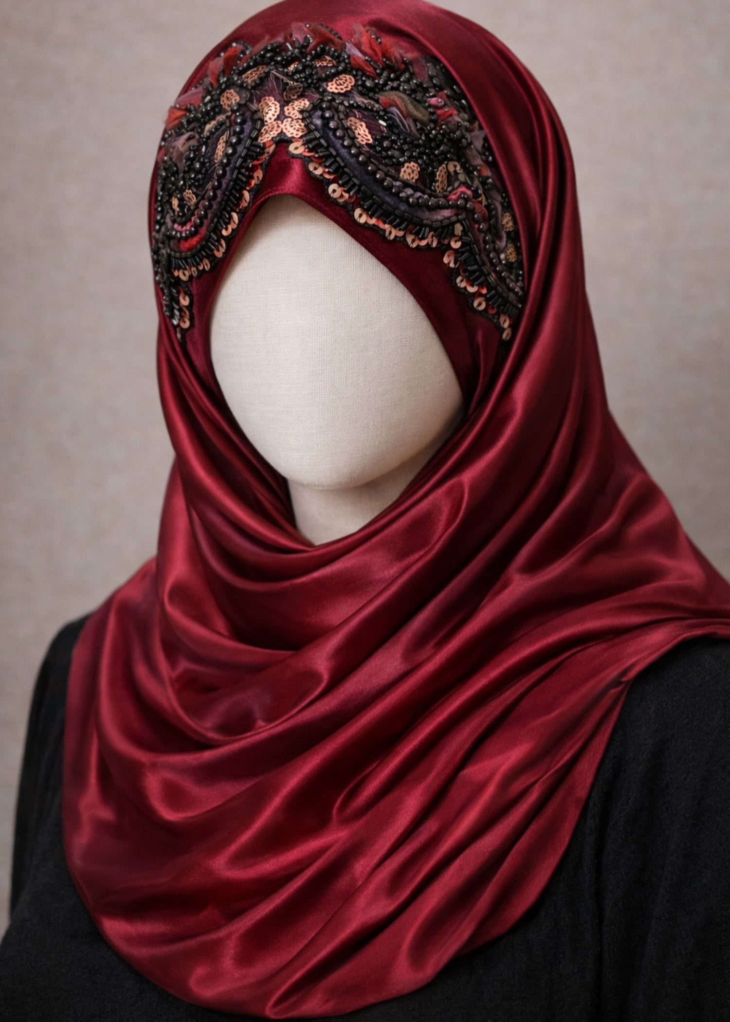 chiffon silk Hijab in Deep carmine