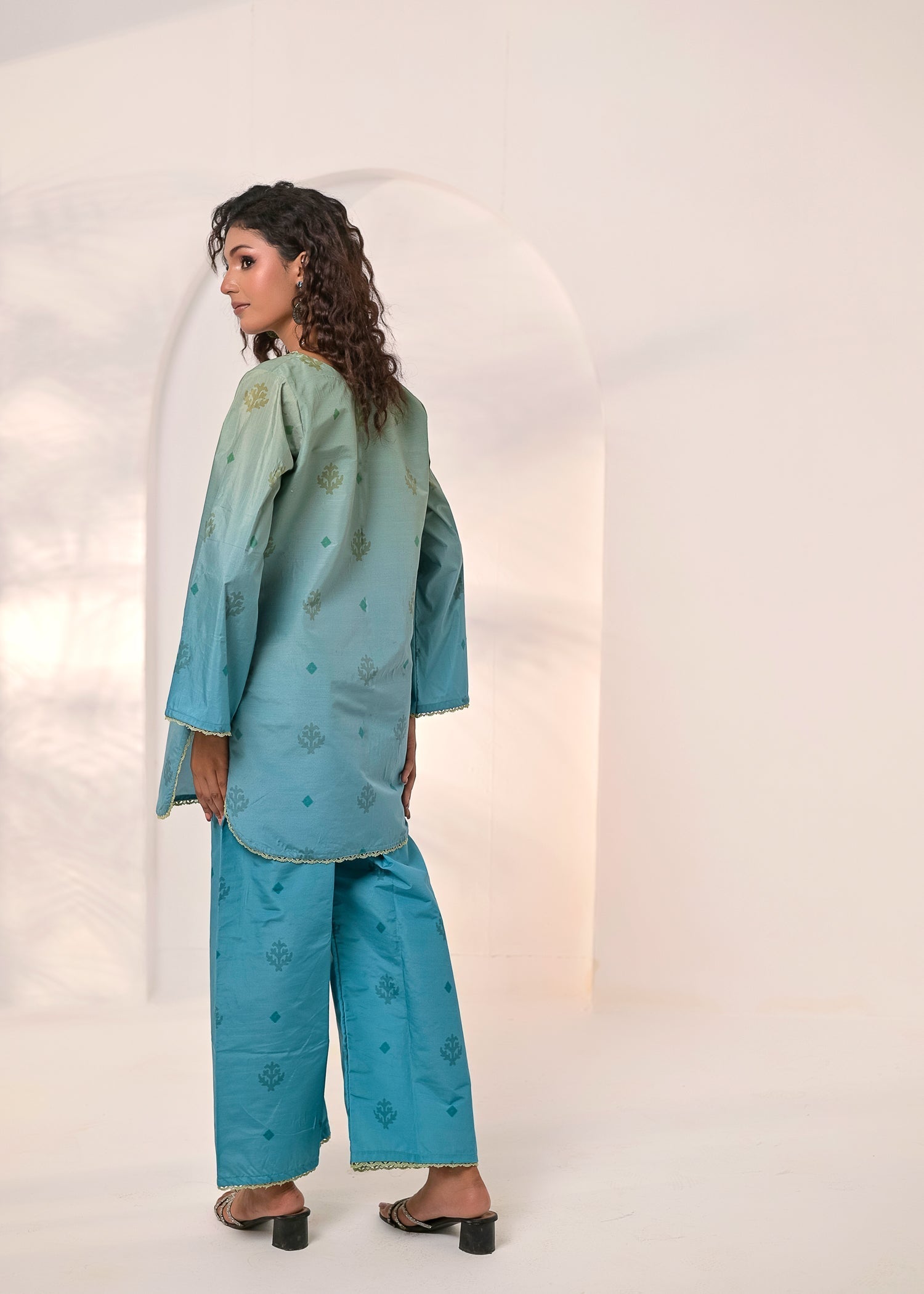 poly silk Co Ord Sets in Blue