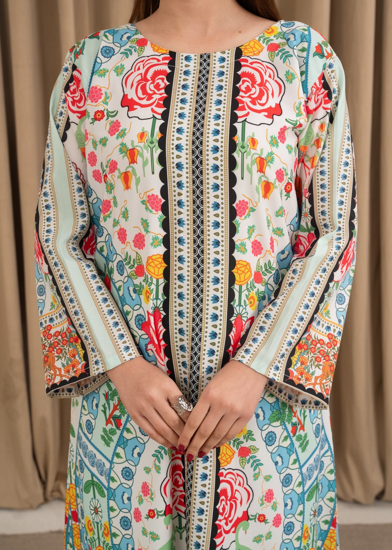 silk crepe Kurta Set in White