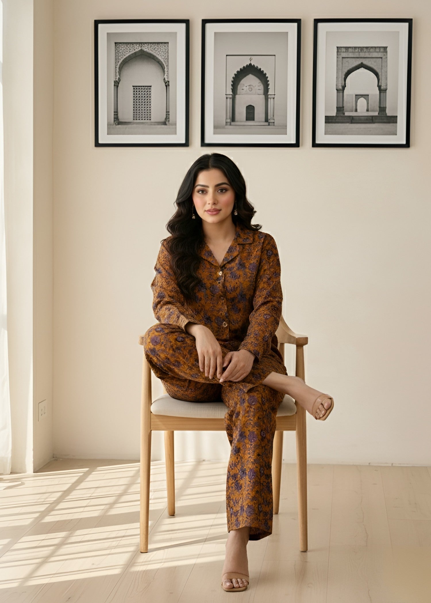 dhanak Co Ord Sets in Chocolate brown