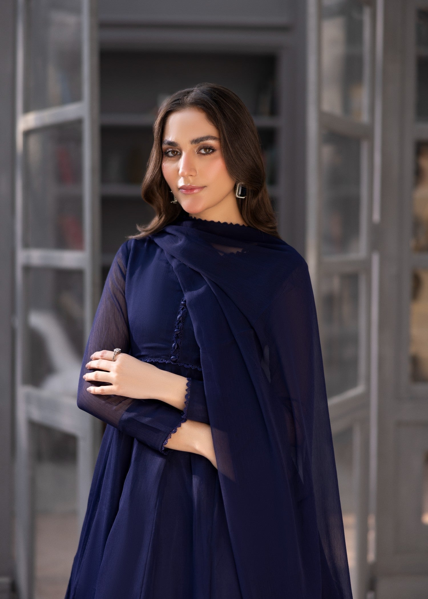 chiffon Maxi in Navy blue