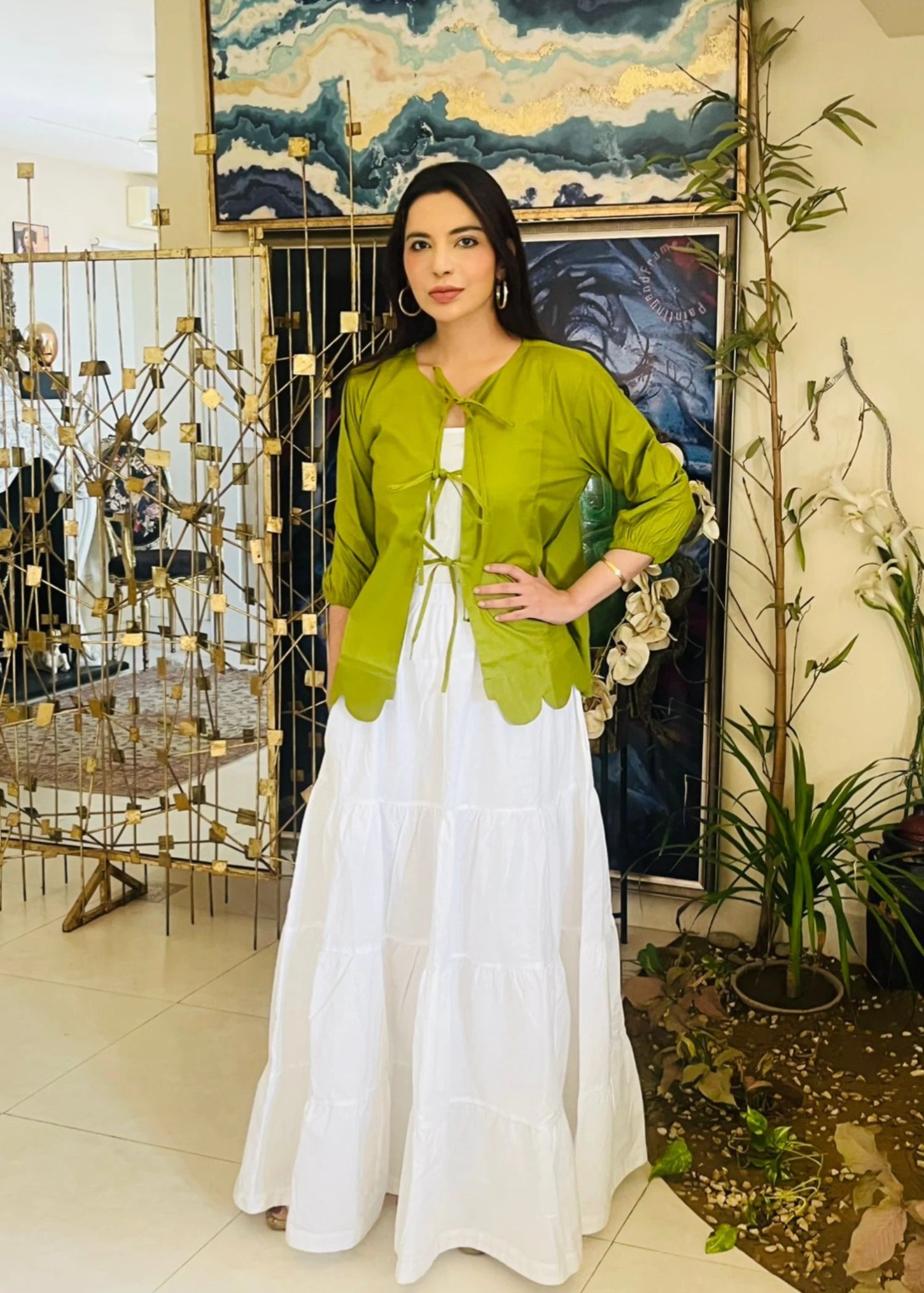 cotton Top in Apple green