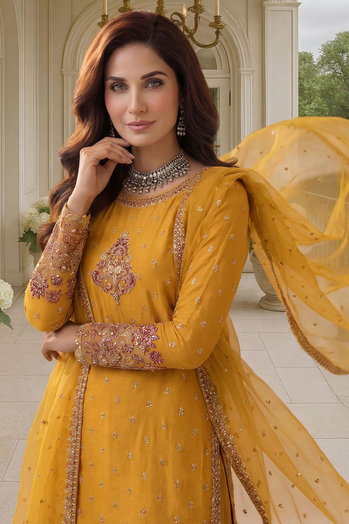 silk Gharara in Mustard