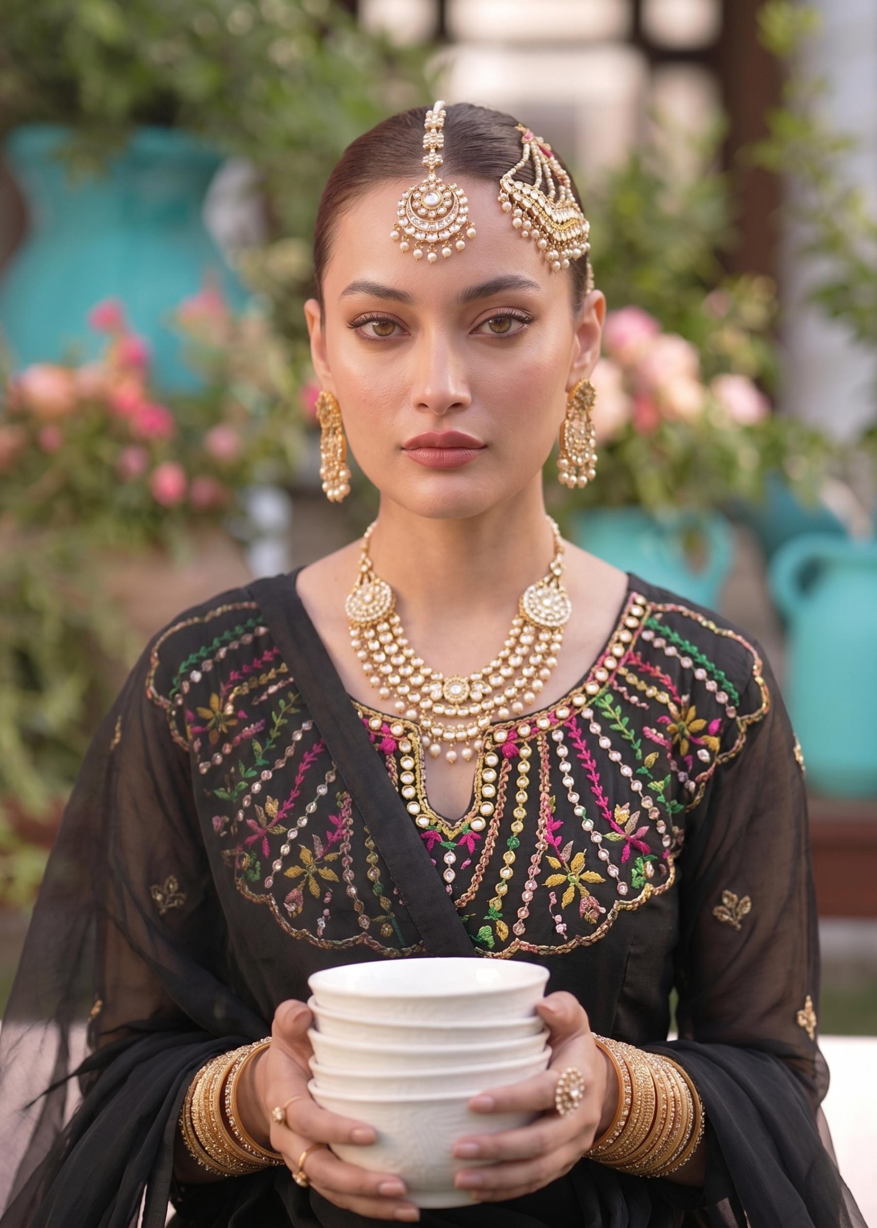 organza Anarkali in Black