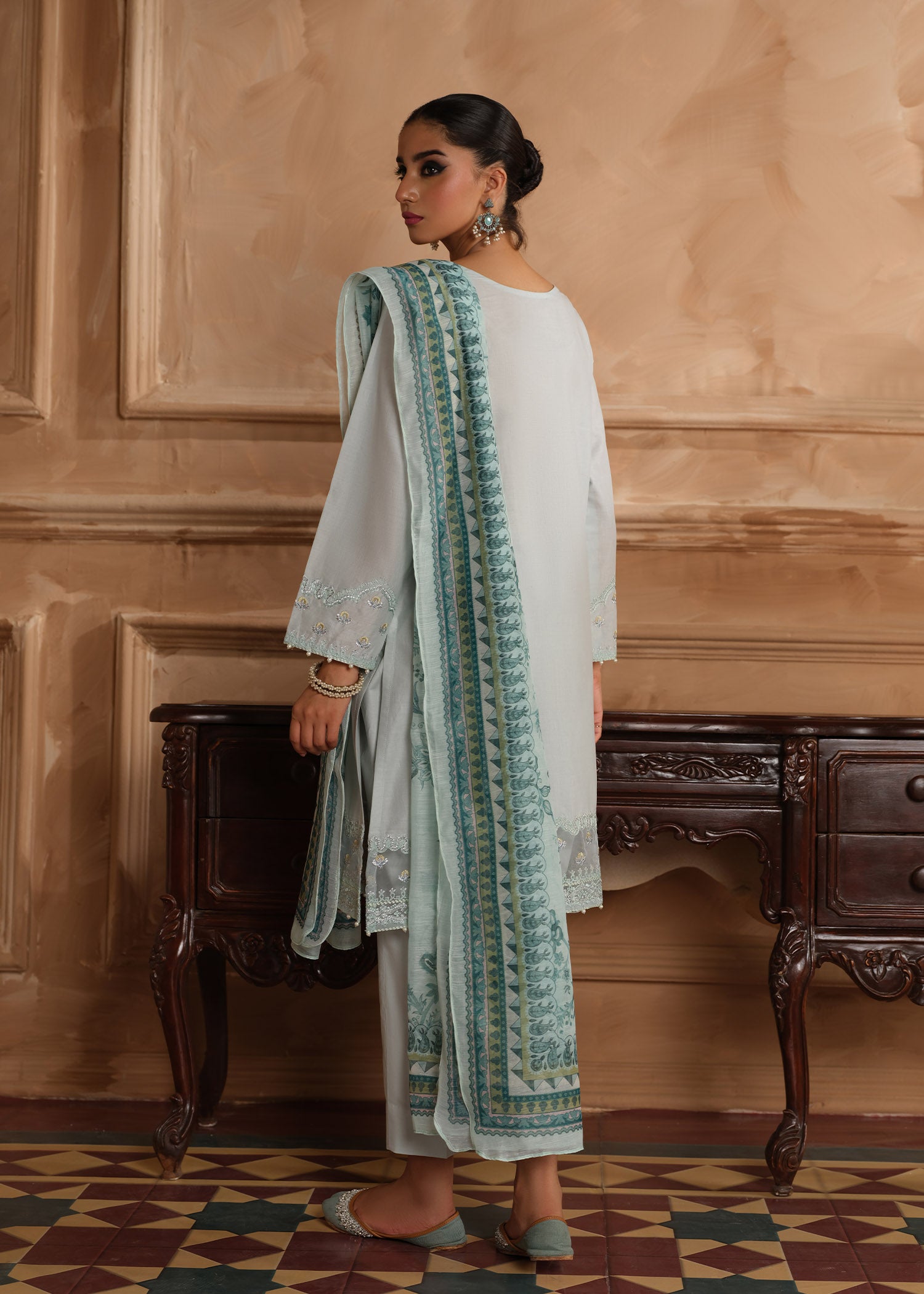 lawn Kurta Set in Cloud blue