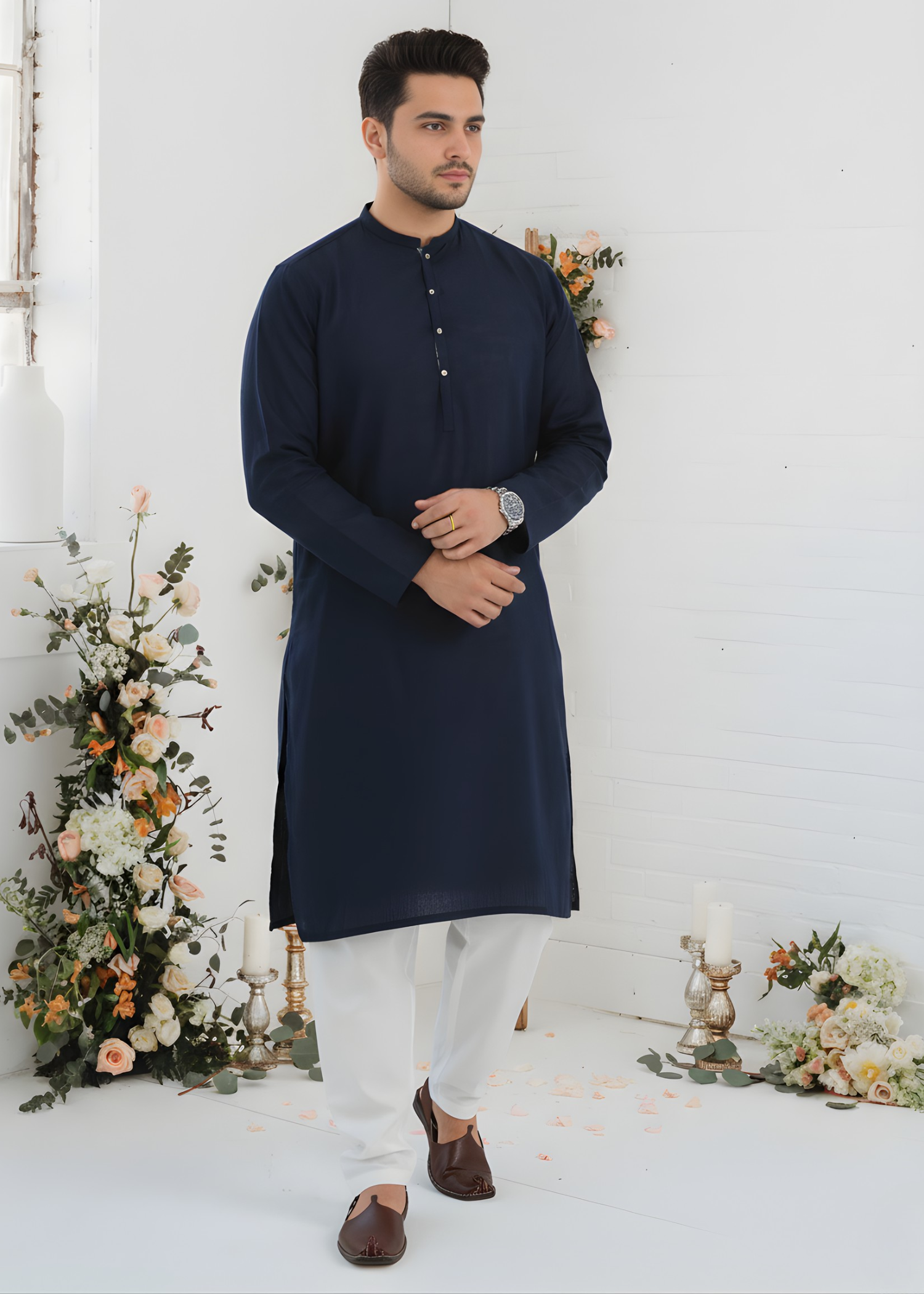 wash & wear Kurta in Dark blue