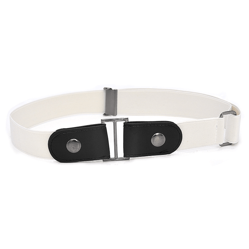 Faux Leather Slim Stretch Invisible Belt Jeans Lazy Belt