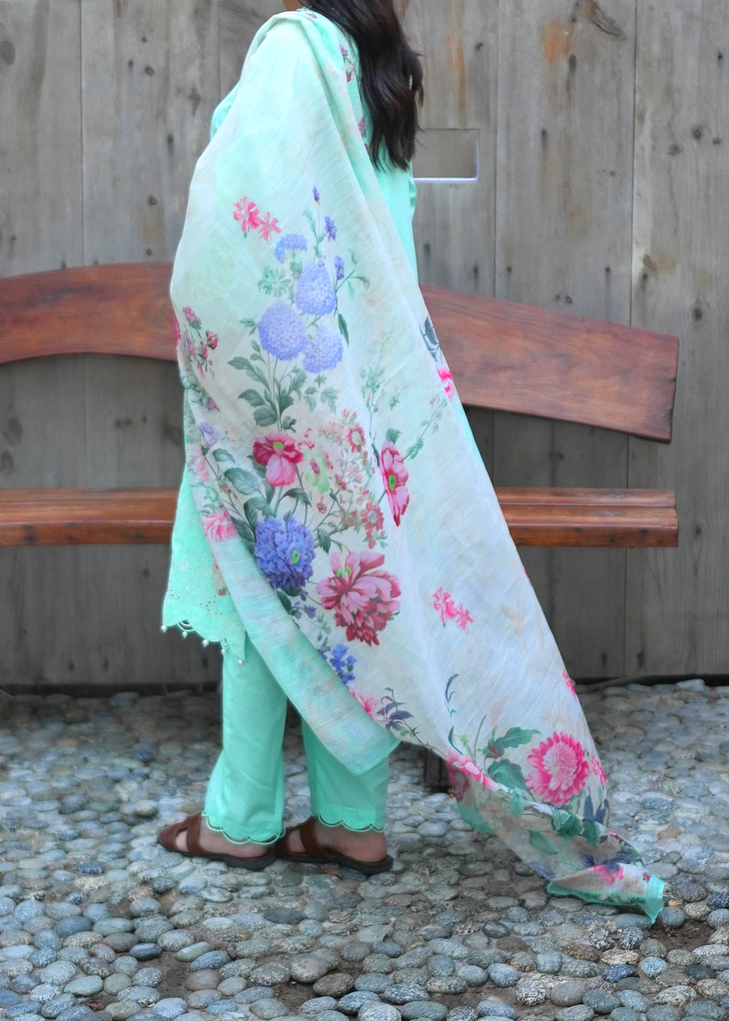 lawn cotton Unstitched in Mint green