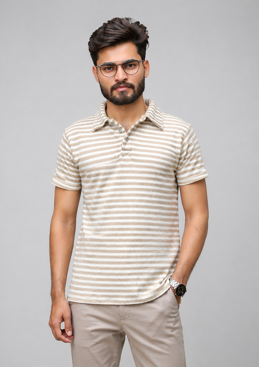 cotton net Polo Shirt in Multi