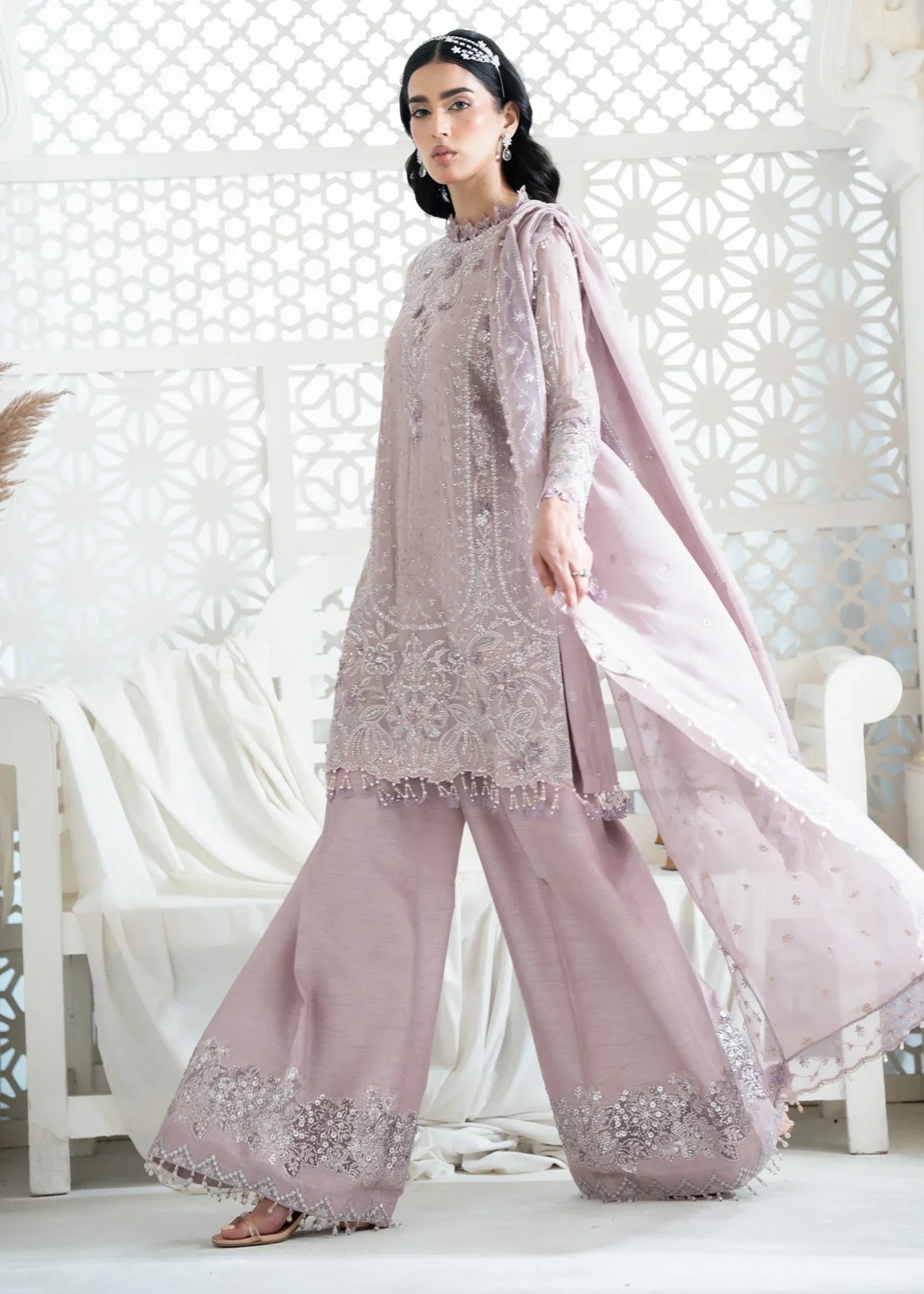 georgette chiffon Kurta Set in Lilac