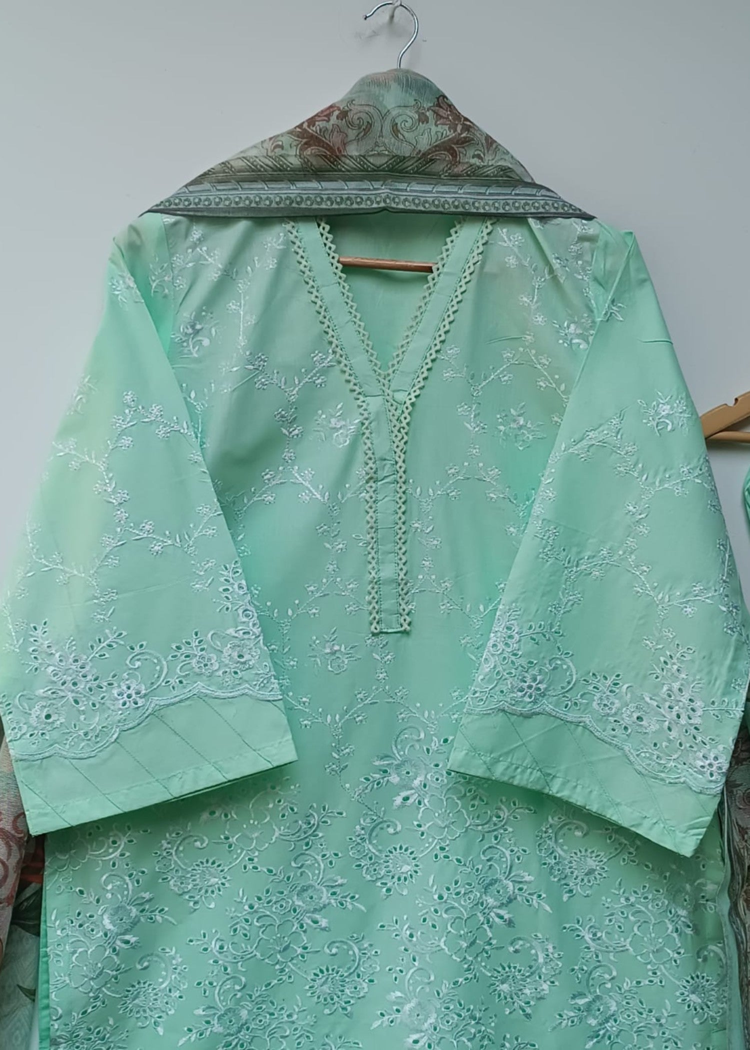 cotton Kurta Set in Spring green