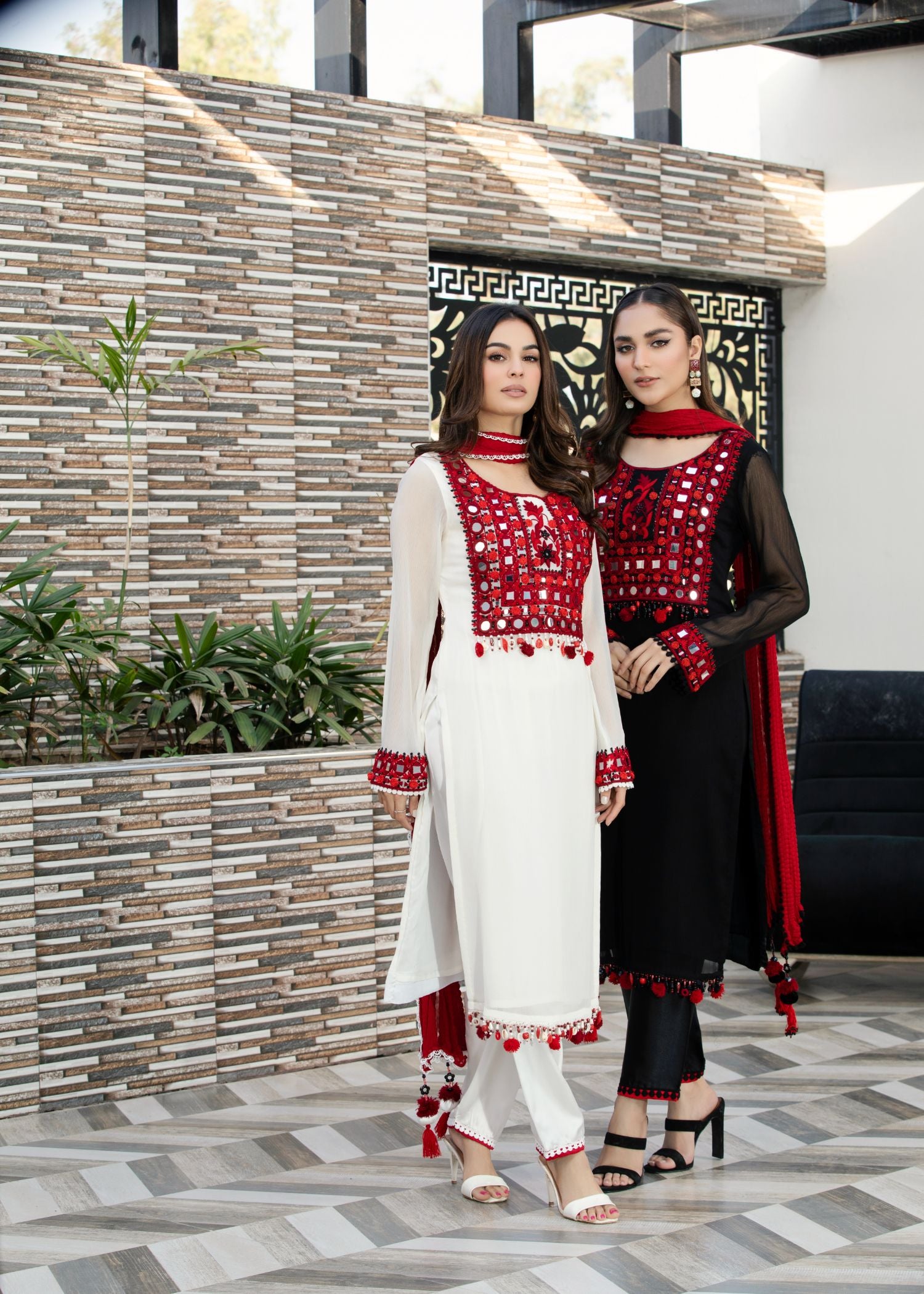crinkle Kurta Set in Black