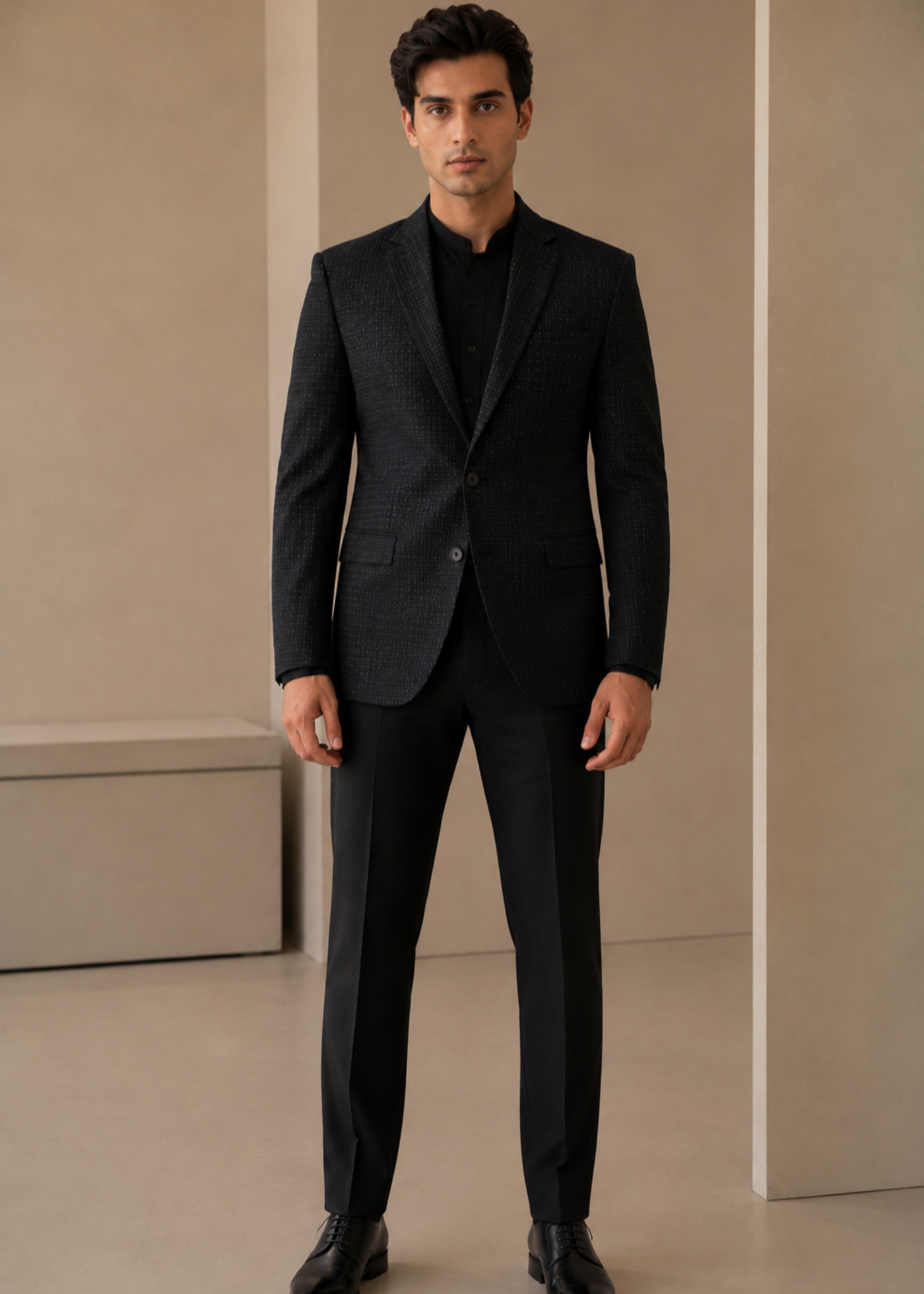 wool Blazer in Black, grey