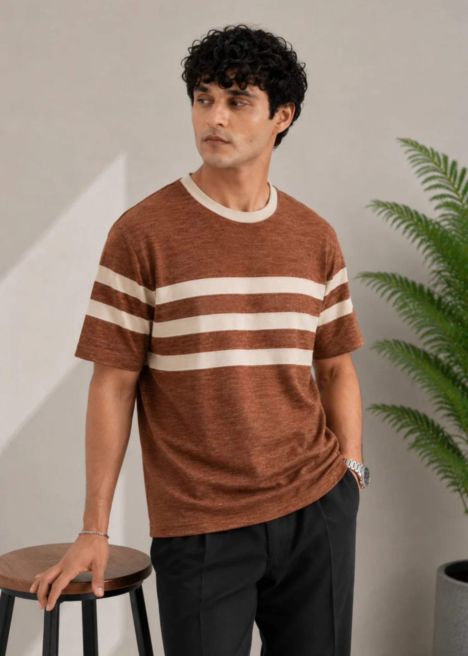 cotton T Shirt in Rustic brown