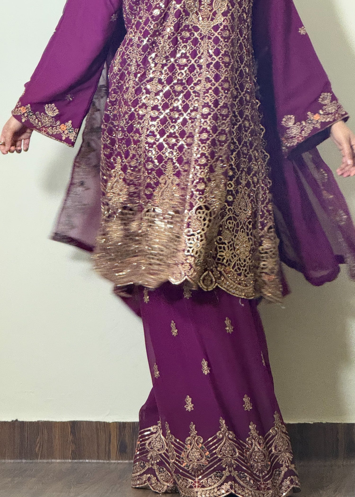 chiffon Short Frock in Purple
