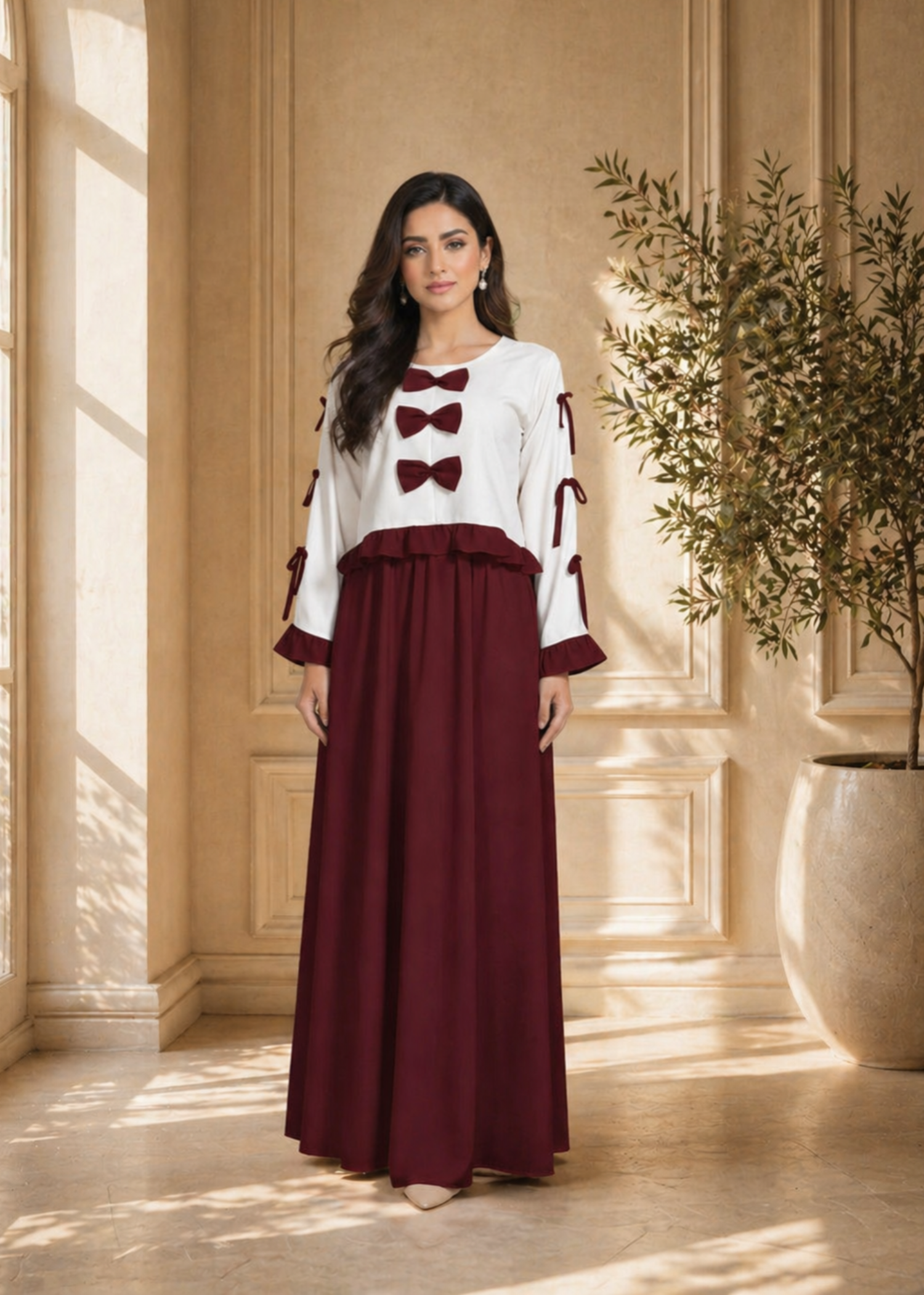 grip Maxi in Maroon, white