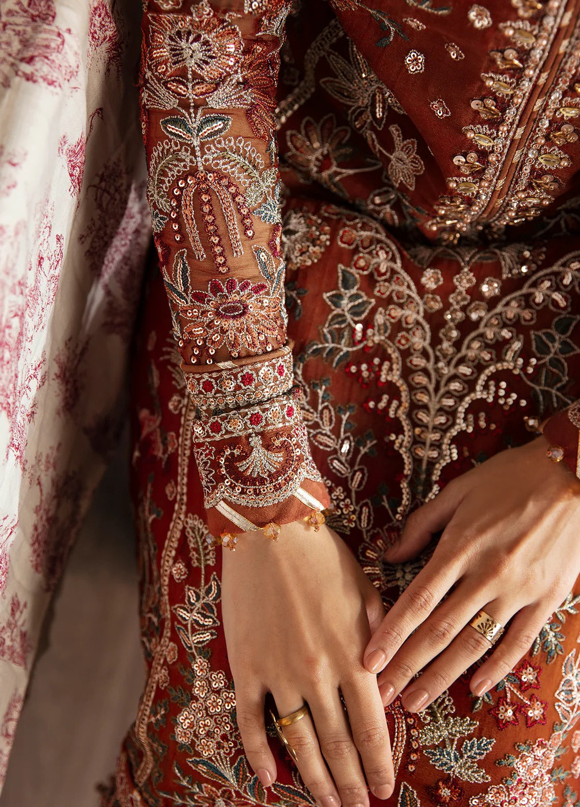 chiffon Kurta Set in Blood red