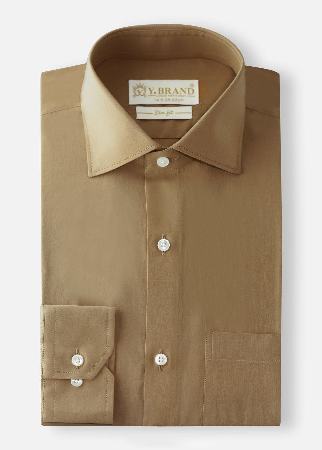 cotton Formal Shirt in Tan brown