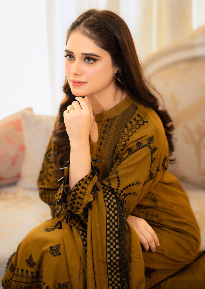 dhanak Kurta Set in Tawny brown