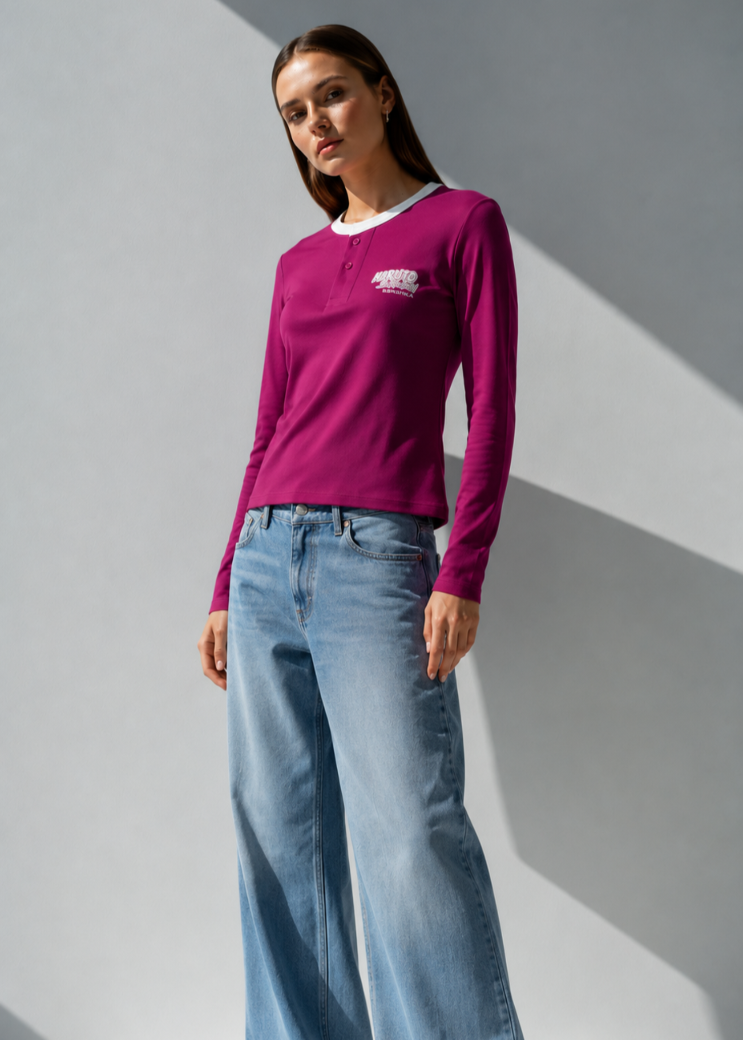 cotton jersey T Shirt in Raspberry pink