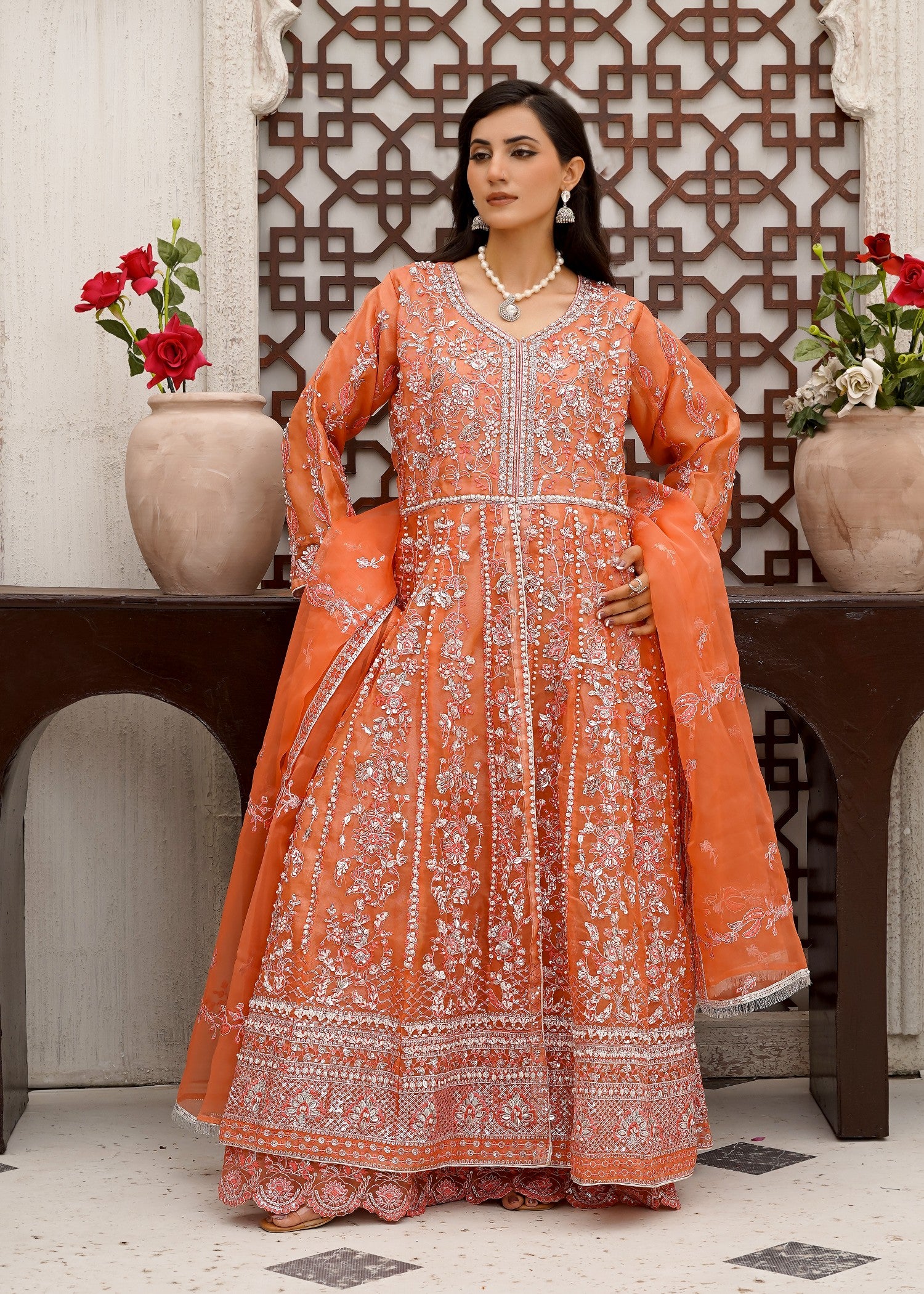 organza Maxi in Coral orange