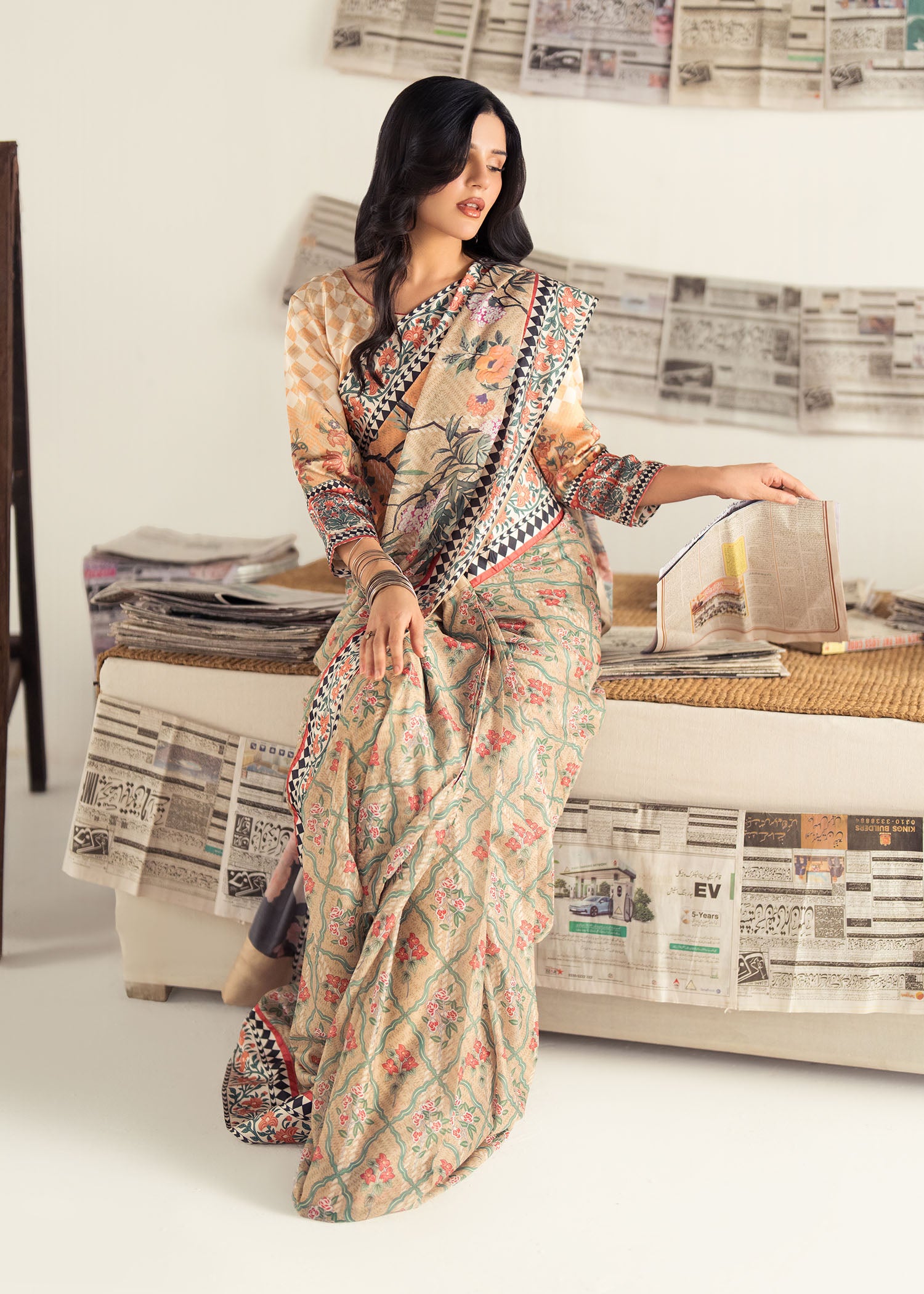 silk Saree in Beige