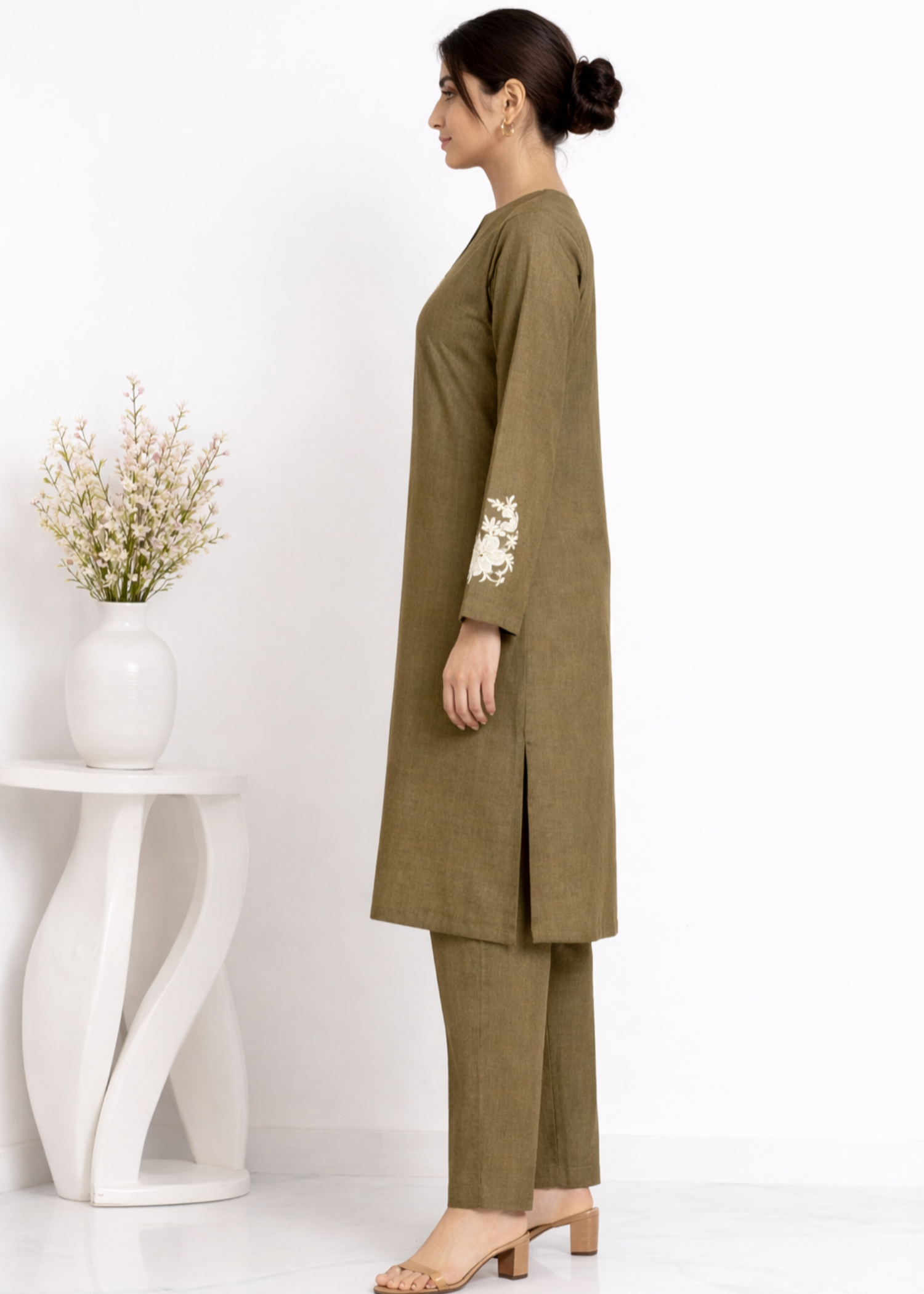 wash & wear Kurta Set in Peanut