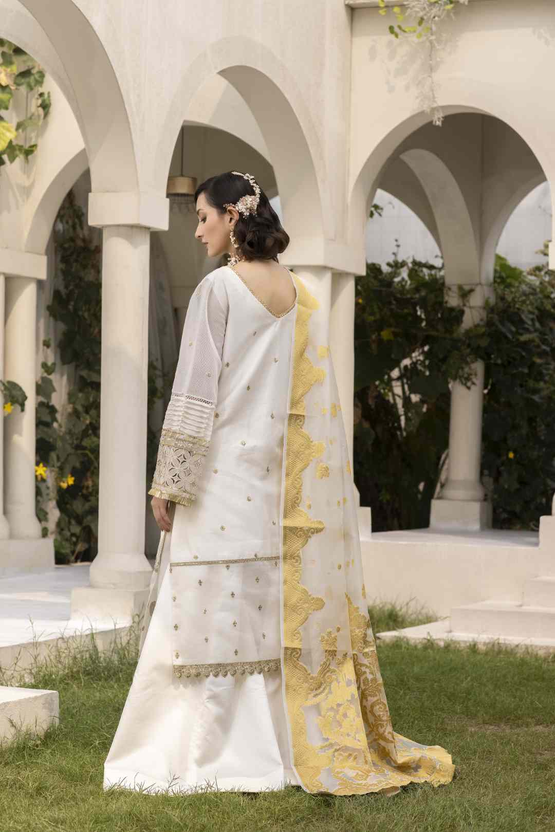 cotton satin Sharara in White