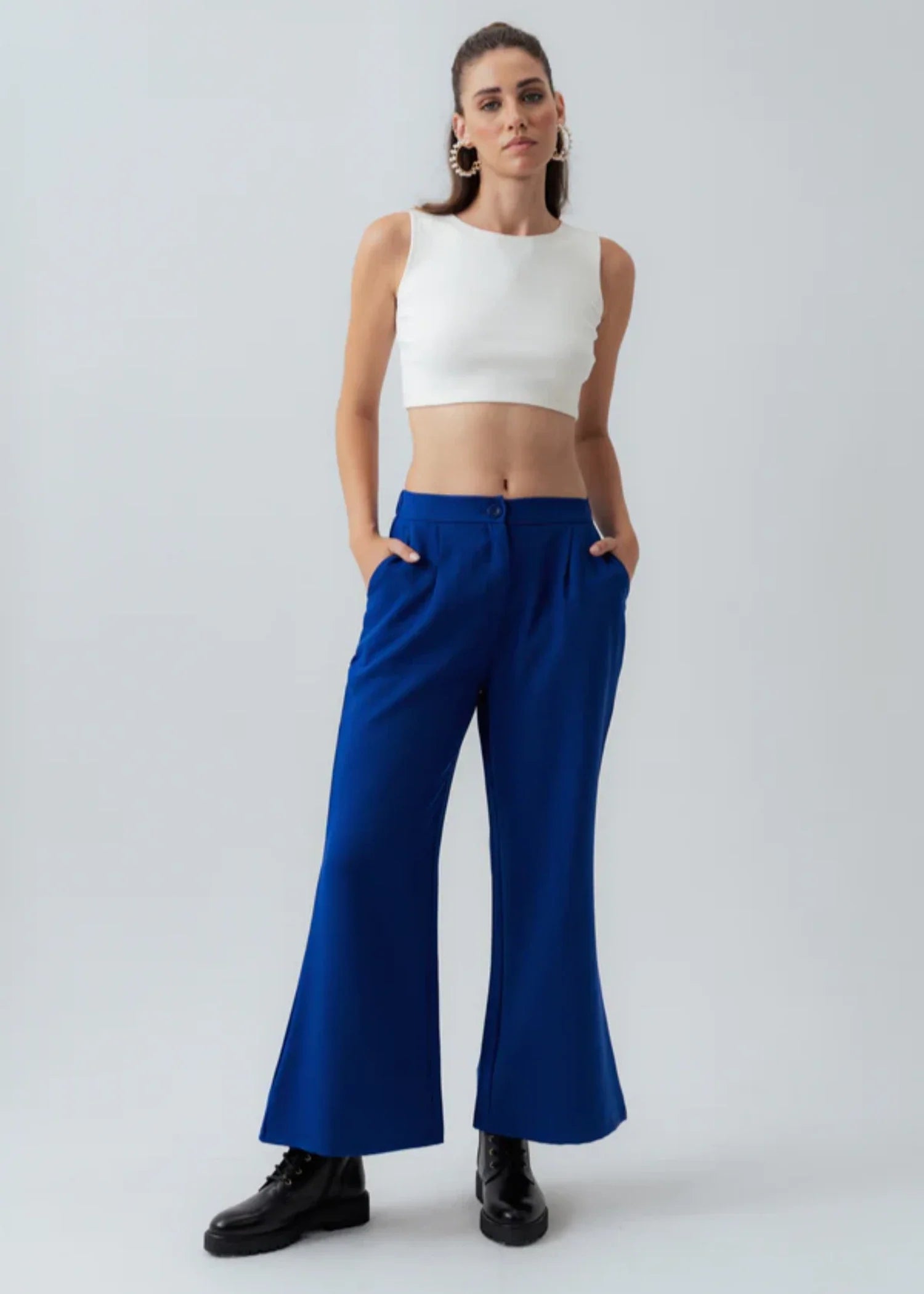 polyester-spandex Pants in Blue