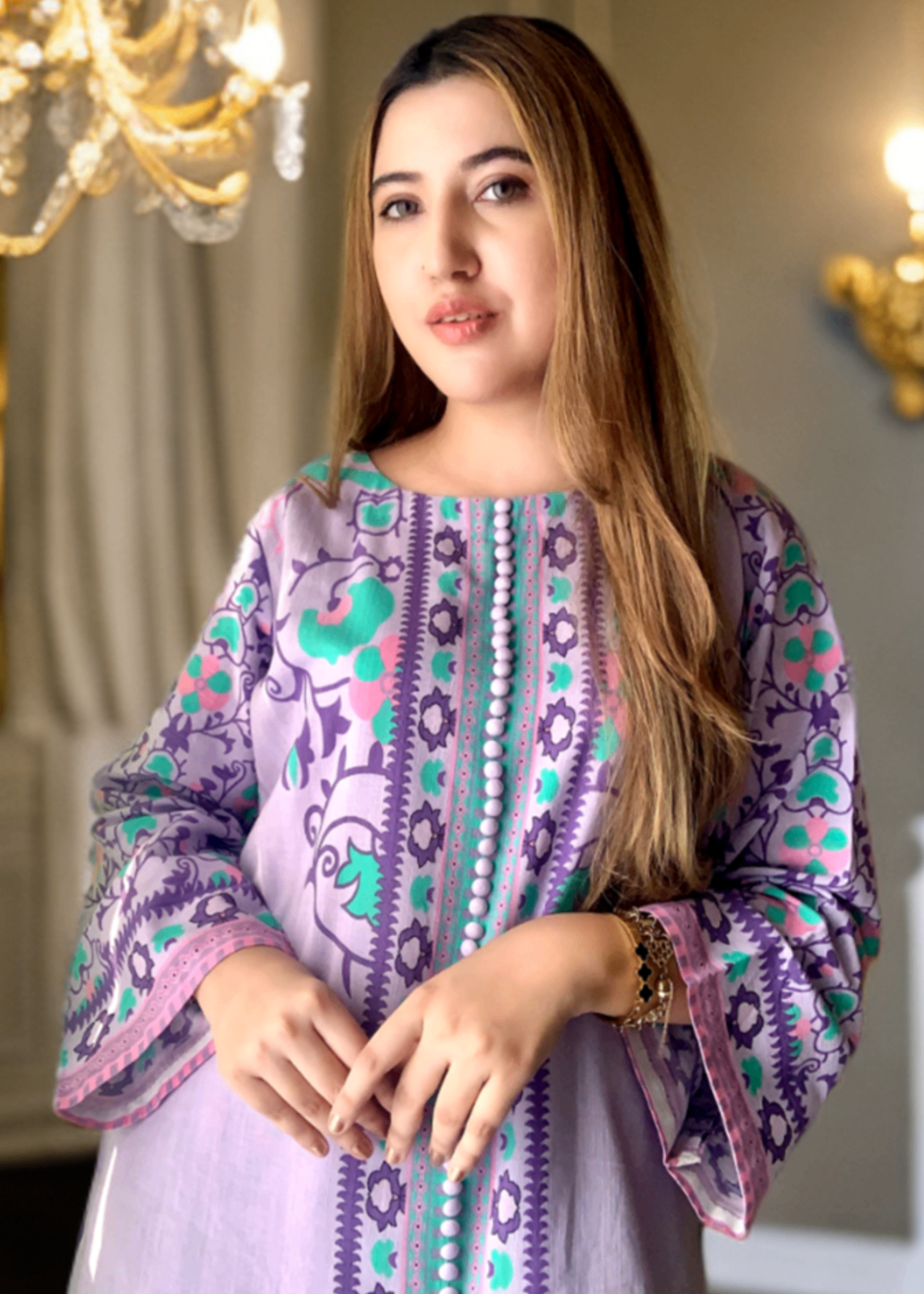 khaddar Kurta Set in Lilac