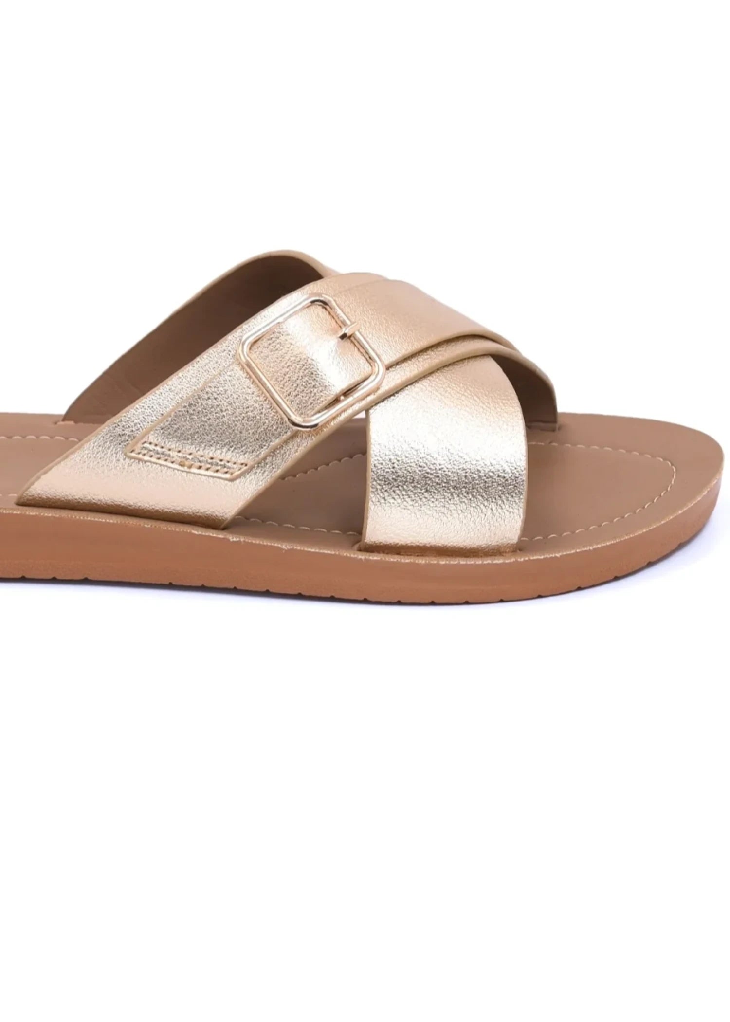 Slides in Gold by - High Quality Women Slides ERJ5102