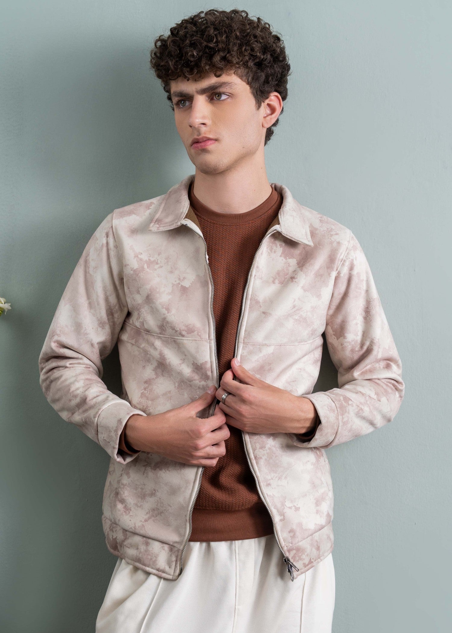 fleece Jacket in Tan brown